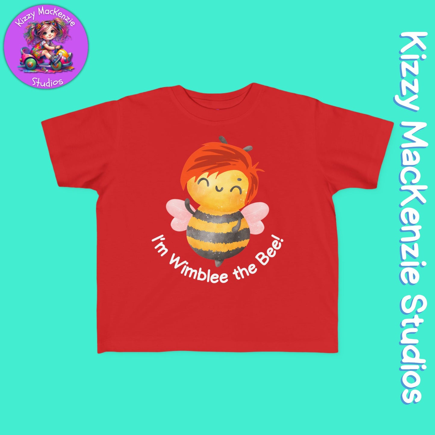 Wimblee the Bee Shirt Colorful Honey Bee Red-Haired Gift for Child Fine Jersey Tee for Toddler Clothes
