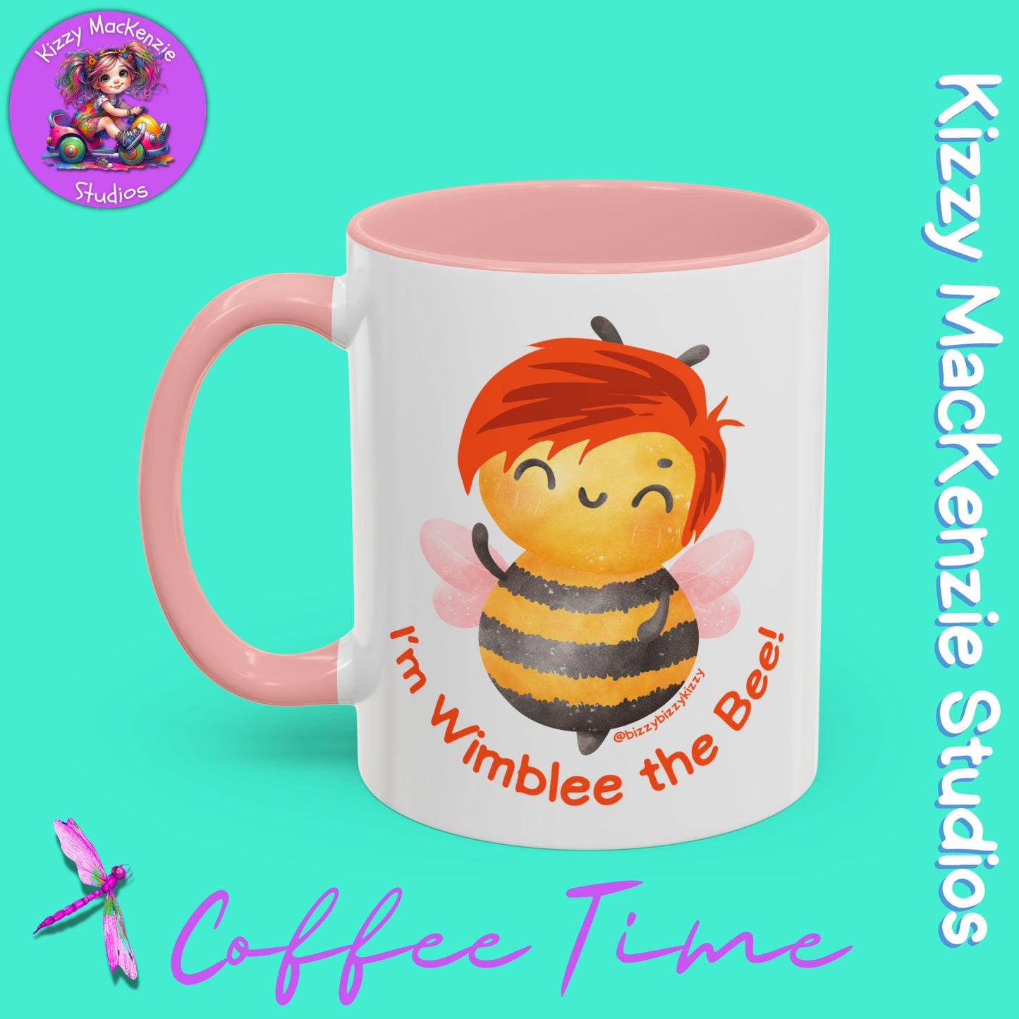 Wimblee the Bee Accent Coffee Mug Colorful Art Teacher Gifts Housewarming Present Funny Insect