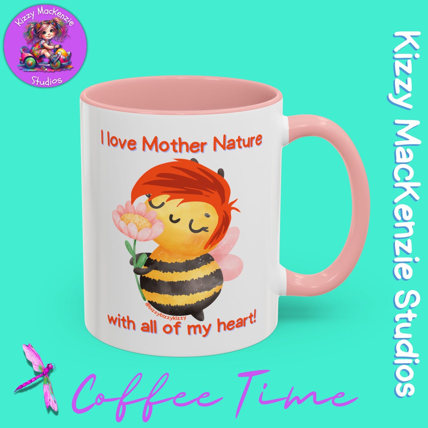 Wimblee the Bee Accent Coffee Mug Gift for Her I Love Mother Nature Flowers Honey Bees Housewarming Gift