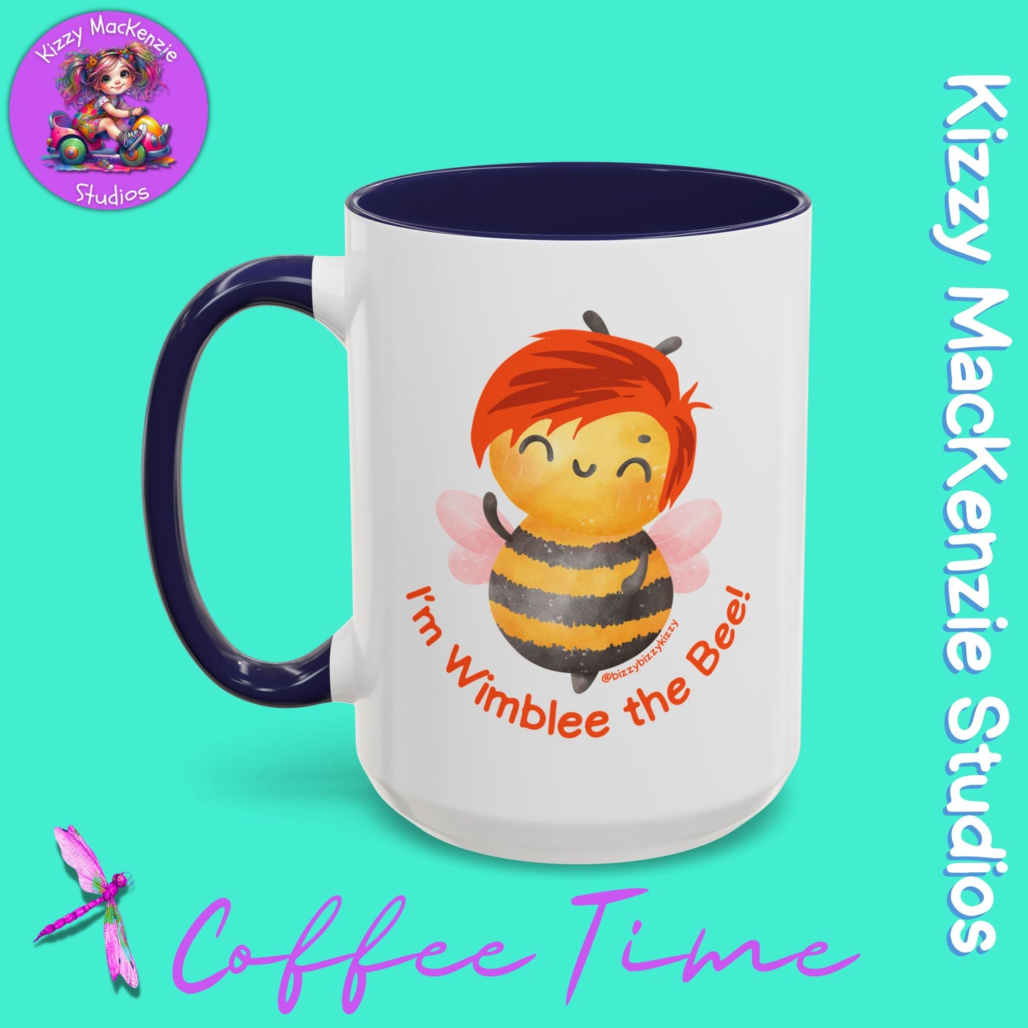 Wimblee the Bee Accent Coffee Mug Colorful Art Teacher Gifts Housewarming Present Funny Insect
