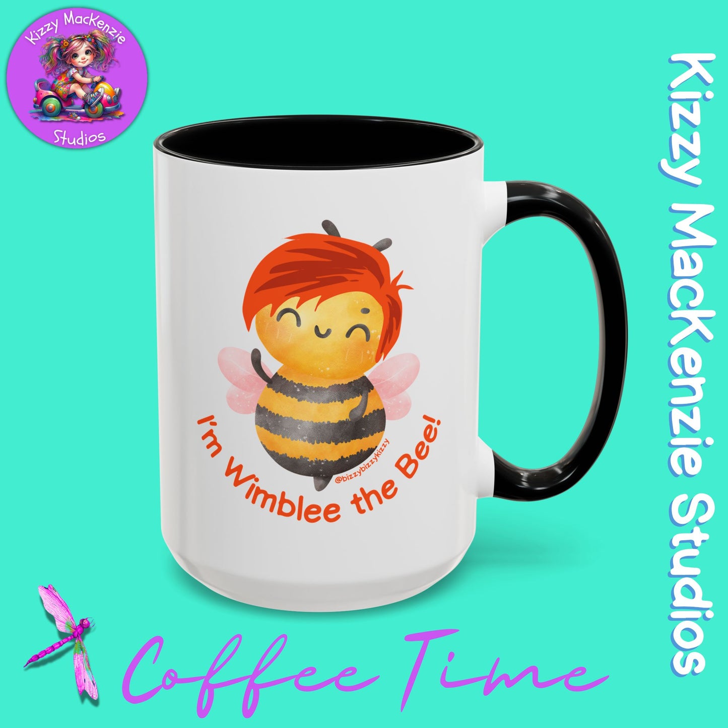 Wimblee the Bee Accent Coffee Mug Colorful Art Teacher Gifts Housewarming Present Funny Insect