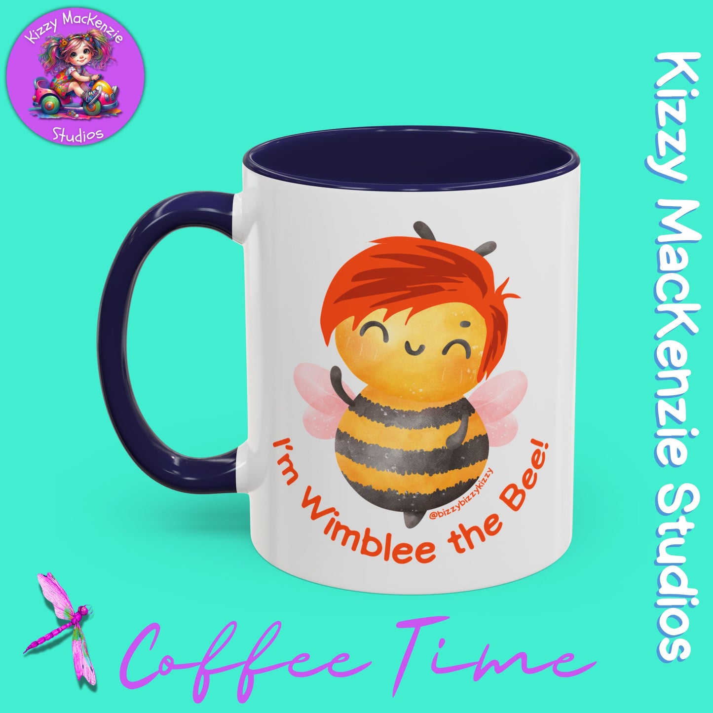 Wimblee the Bee Accent Coffee Mug Colorful Art Teacher Gifts Housewarming Present Funny Insect