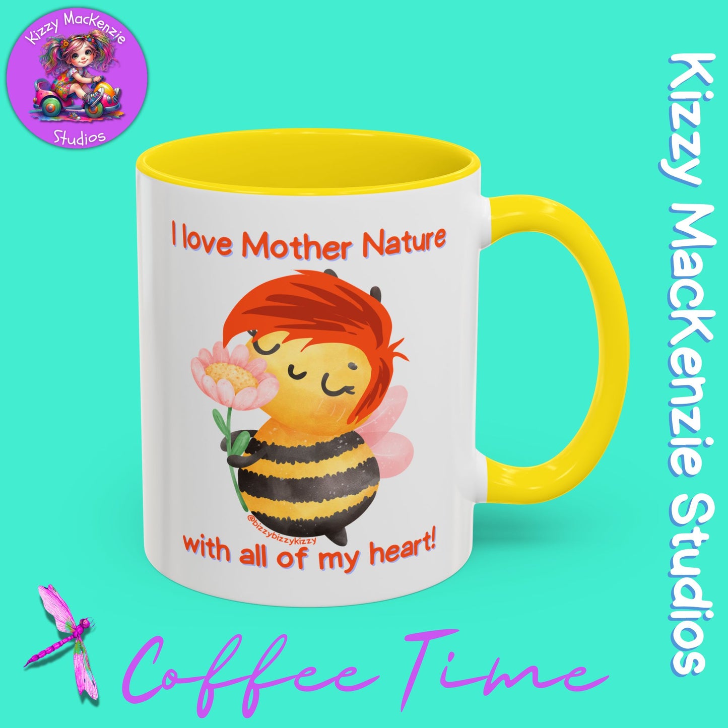 Wimblee the Bee Accent Coffee Mug Gift for Her I Love Mother Nature Flowers Honey Bees Housewarming Gift