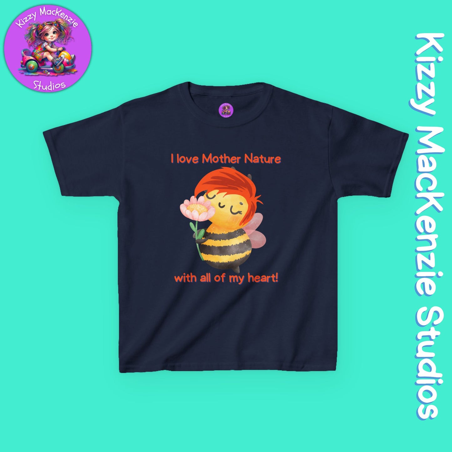Wimblee the Bee Kids Tee I Love Mother Nature Gift for Child Colorful Honey Bee T-Shirt for Kids