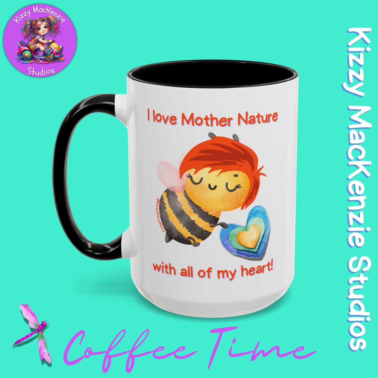 Wimblee the Bee Accent Coffee Mug I Love Mother Nature Honey Bee Conservation Heart Mug