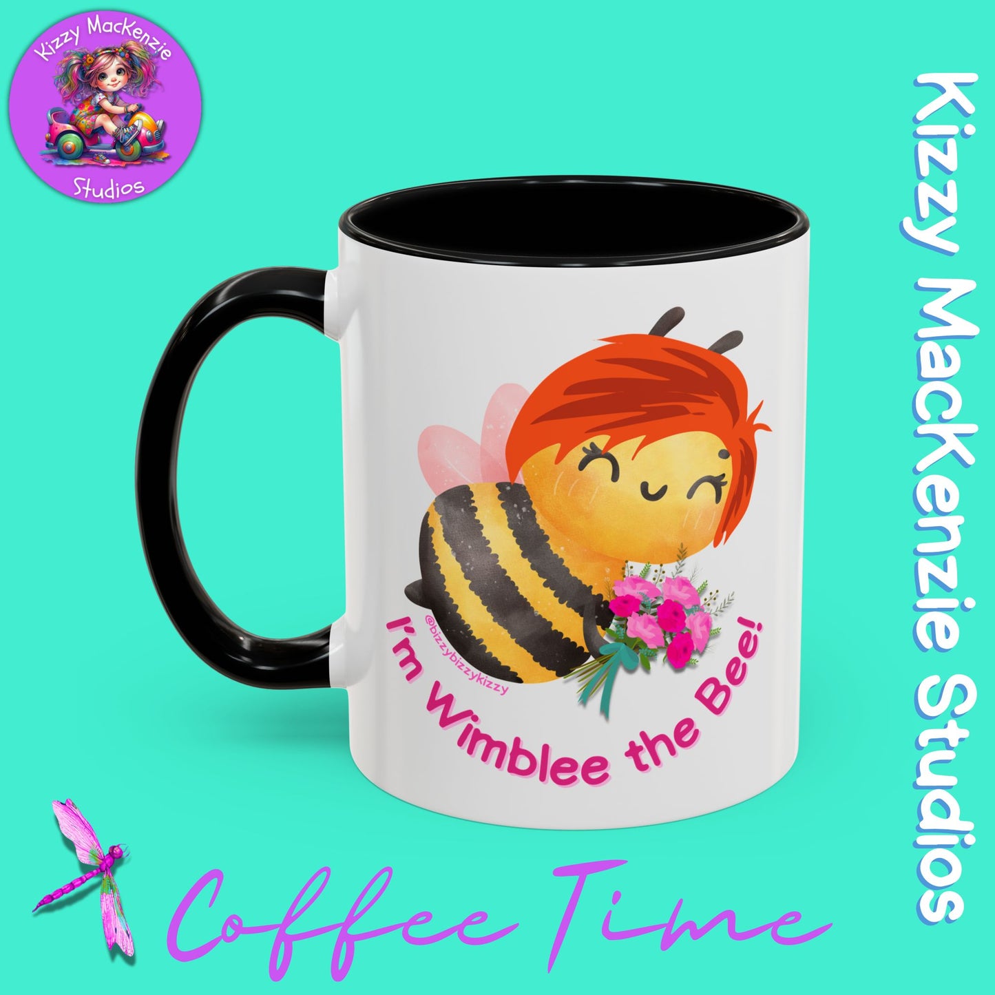 Wimblee the Bee Accent Coffee Mug Colorful Housewarming Gift Spring Flowers Nature Lover Gift