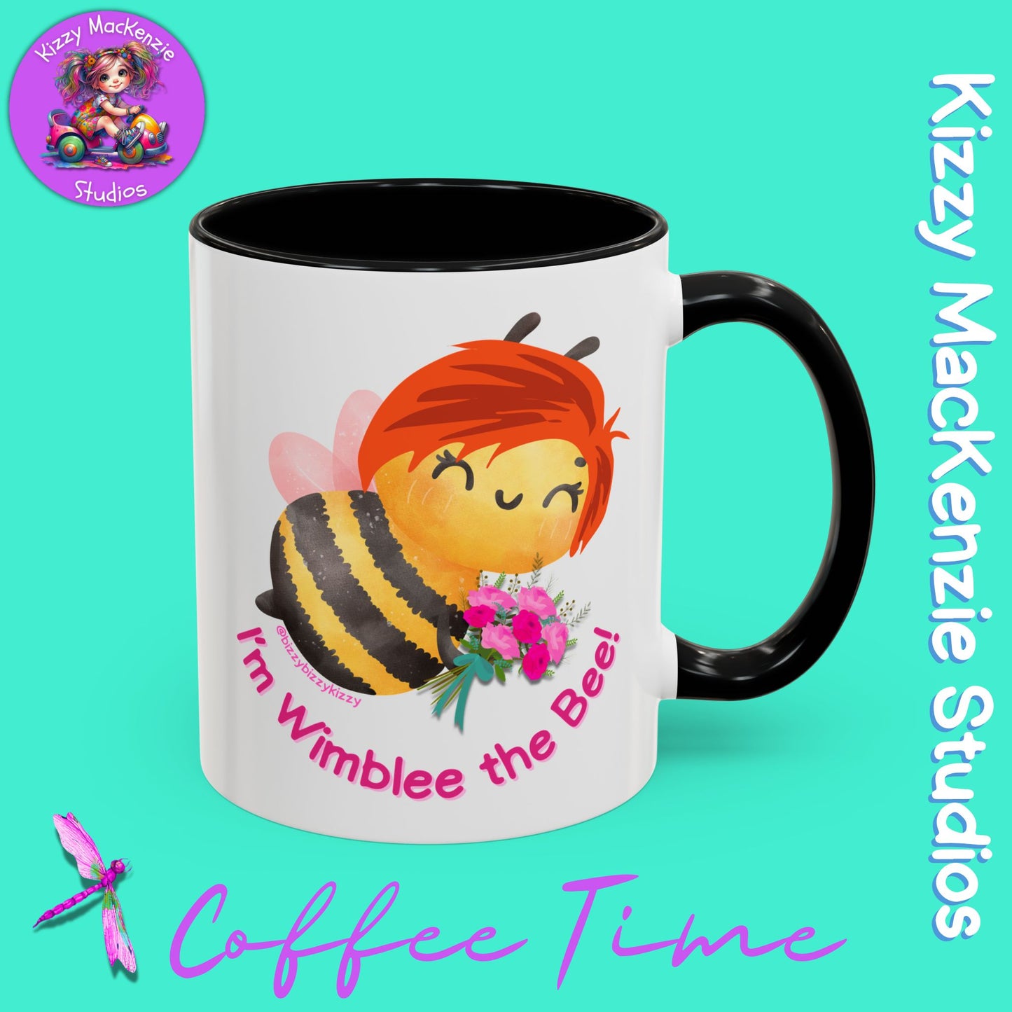 Wimblee the Bee Accent Coffee Mug Colorful Housewarming Gift Spring Flowers Nature Lover Gift
