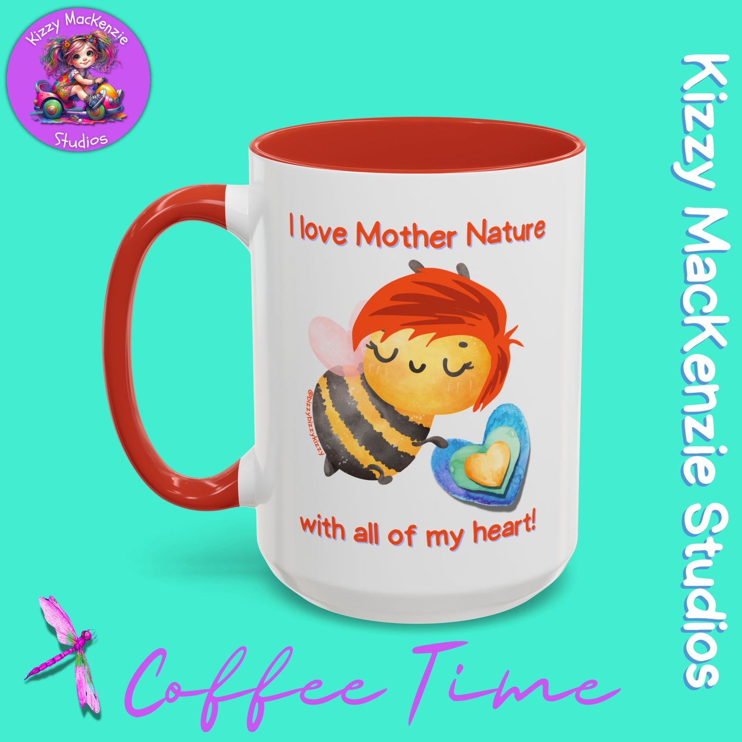Wimblee the Bee Accent Coffee Mug I Love Mother Nature Honey Bee Conservation Heart Mug