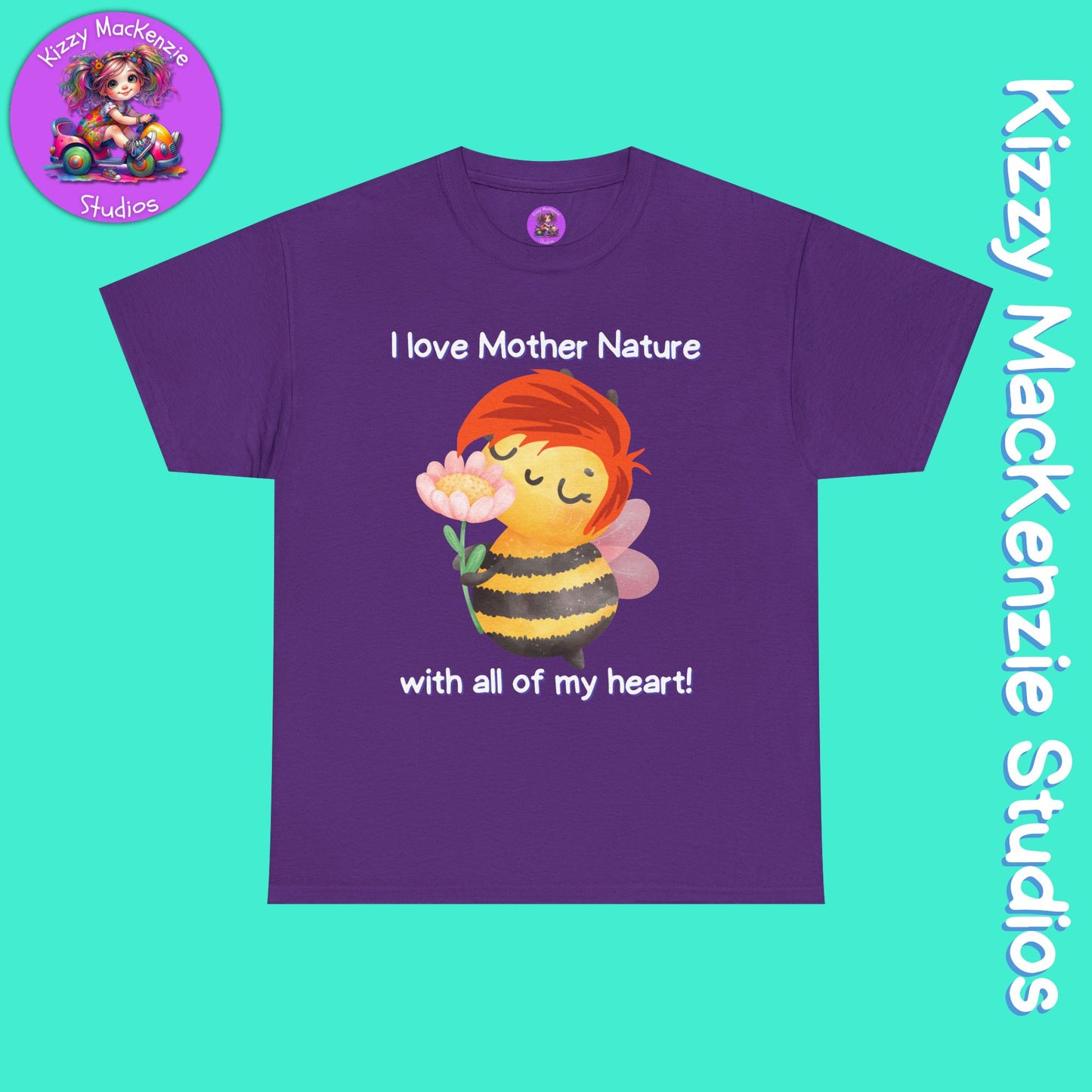 Wimblee the Bee T-Shirt I Love Mother Nature Flowers Tee Earth Day Gift for Teacher Sweet Honey Bee Tee Adult Unisex Heavy Cotton Tee
