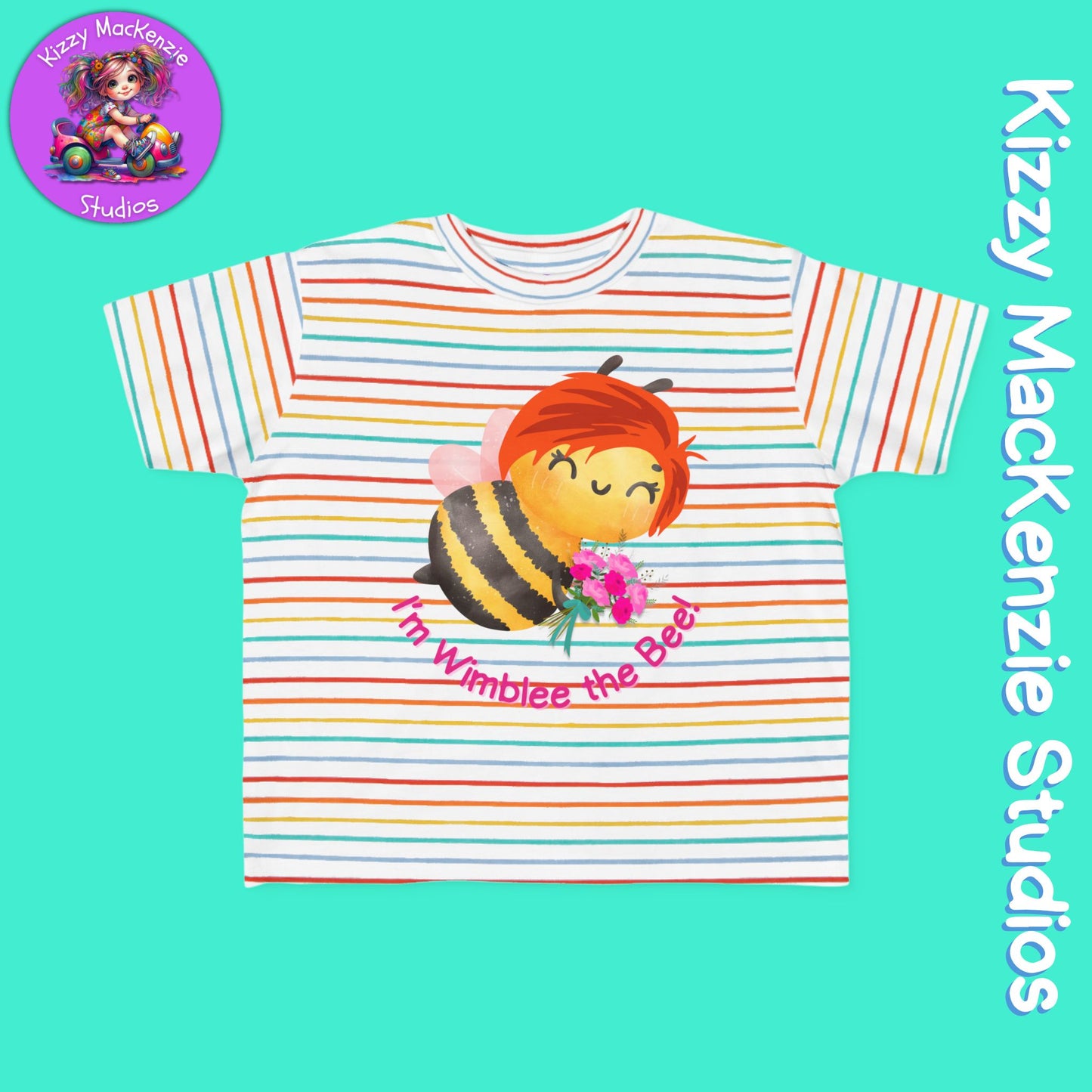 Wimblee the Bee Toddler's Spring Tee Shirt Honey Bee Flowers Nature Gift for Child