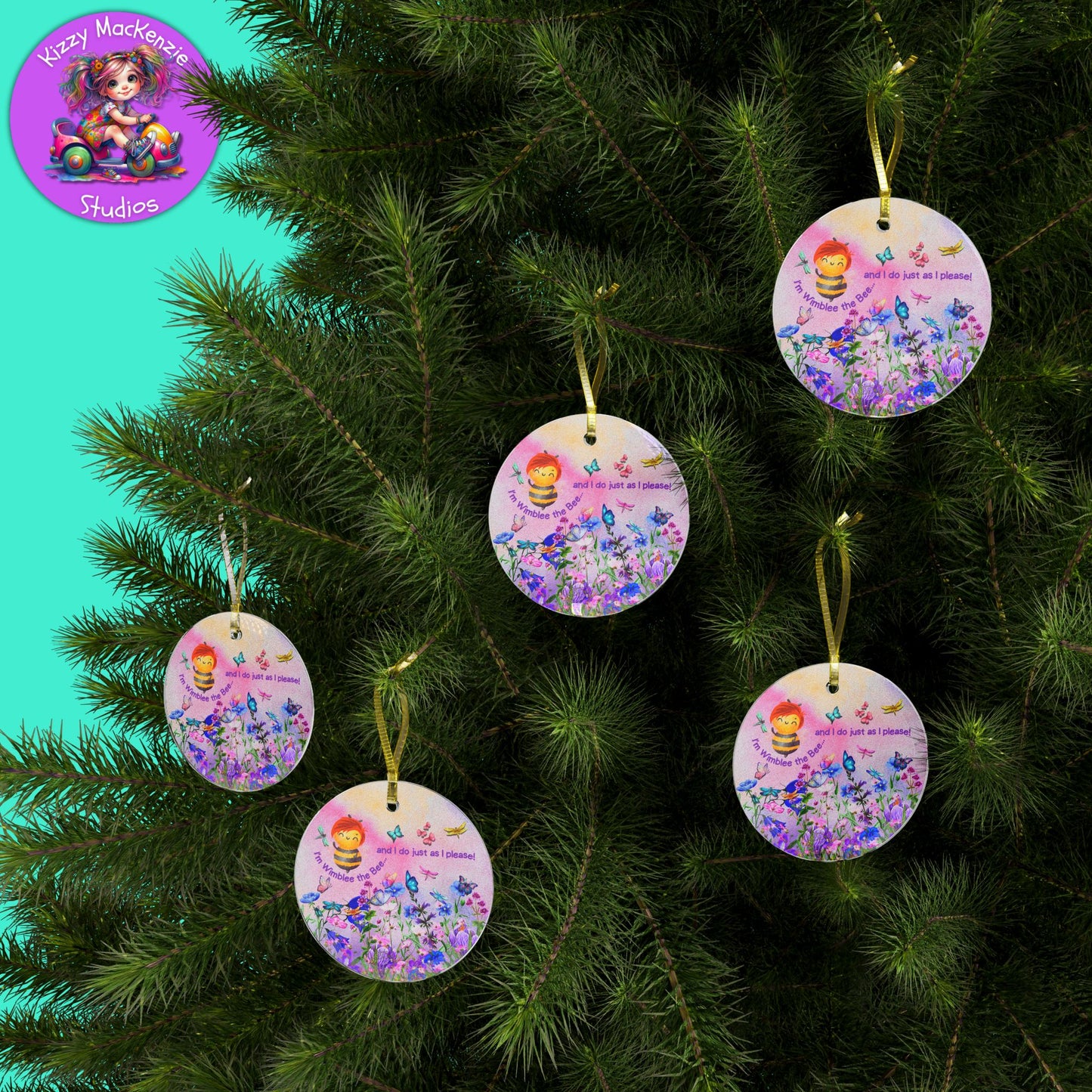 Wimblee the Bee Christmas Ornament Holiday Decor Wildflowers Honey Bee Glass Ornaments Teacher Gift