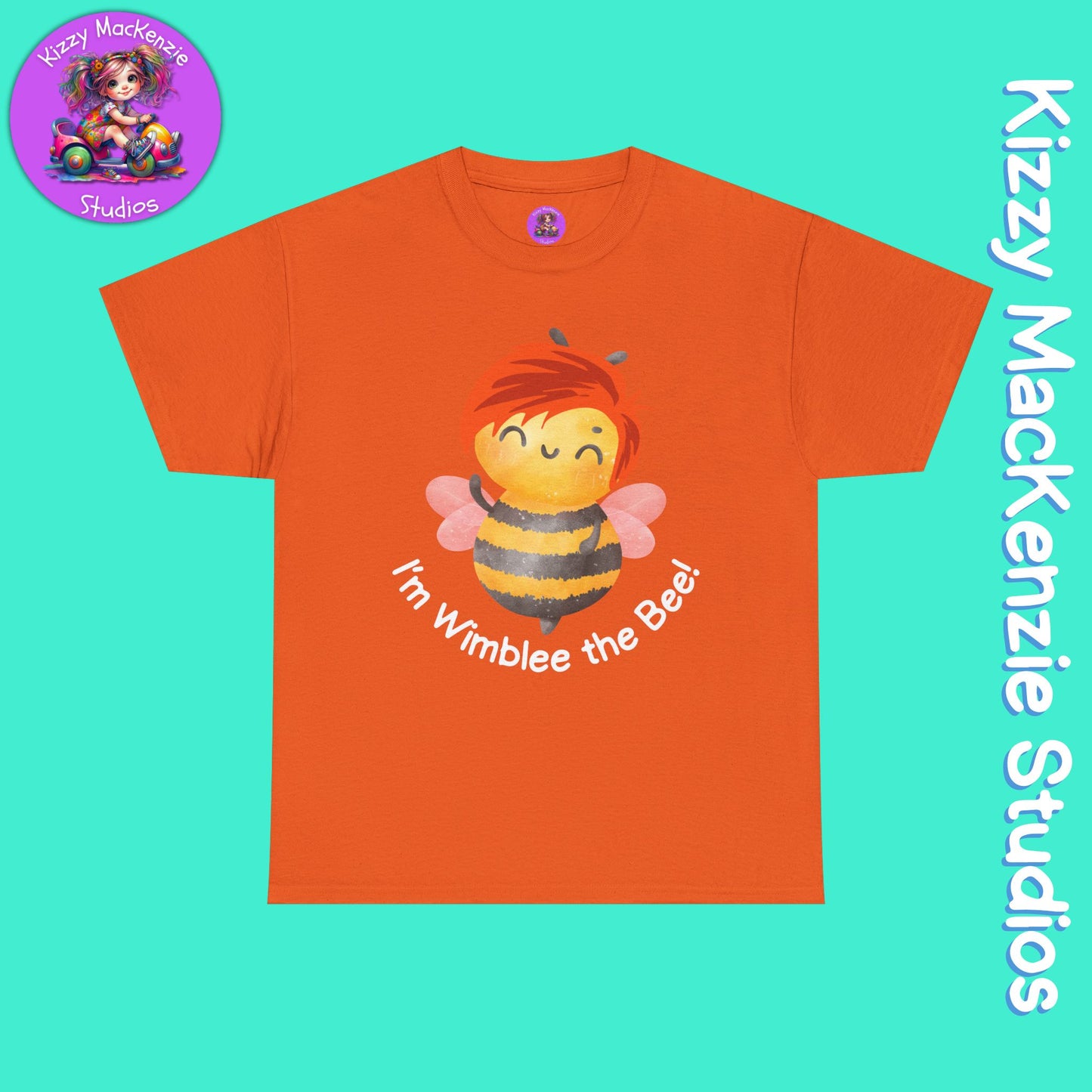 Wimblee the Bee Shirt Cute Honey Bee Tee Short Sleeve Shirt Redhead Gift for Him or Her Environment Shirt Adult Unisex Heavy Cotton Tee