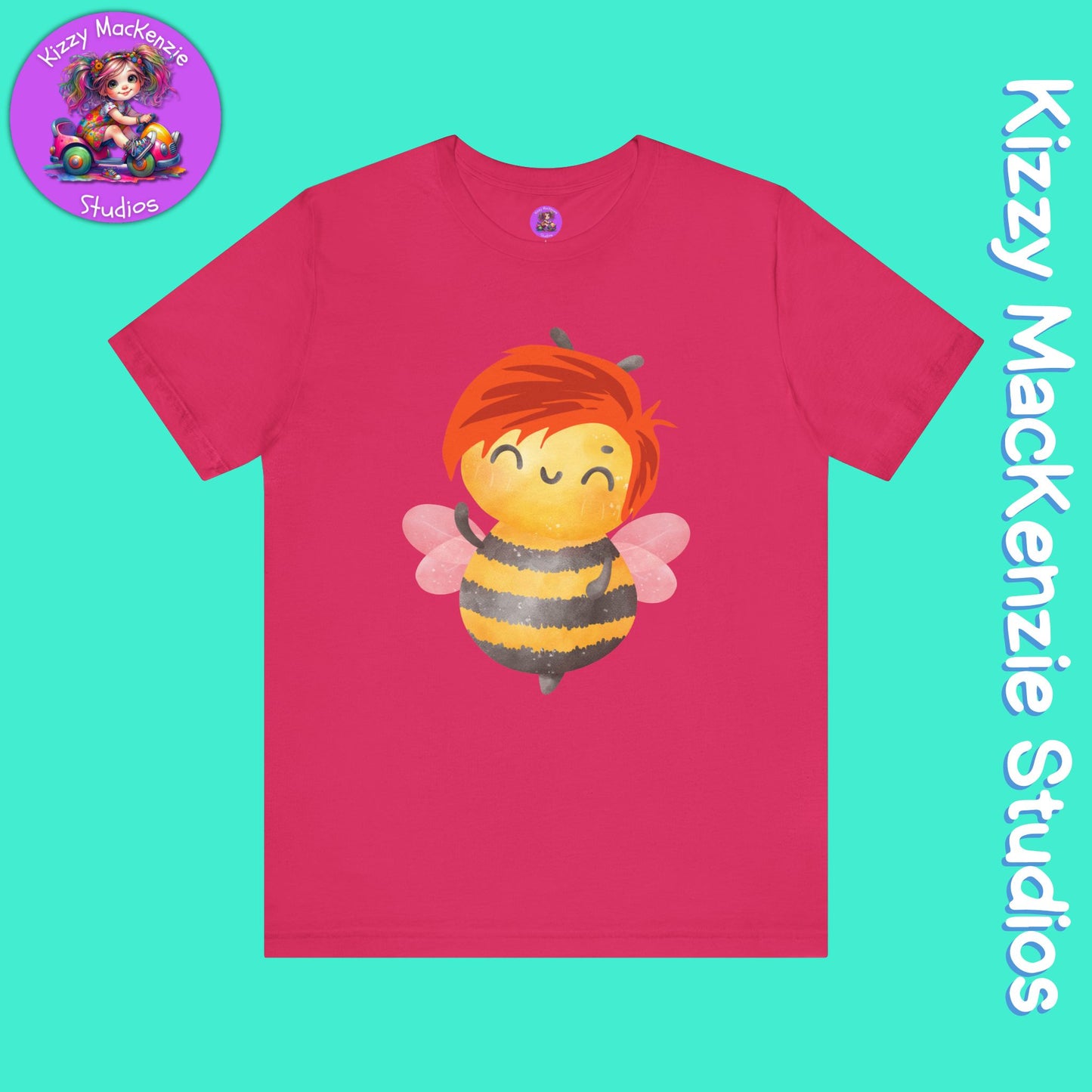 Wimblee the Bee Short Sleeve T-Shirt Honey Bee Lover Gift for Him or Her Bee Conservation Adult Unisex Jersey Short Sleeve T-Shirt