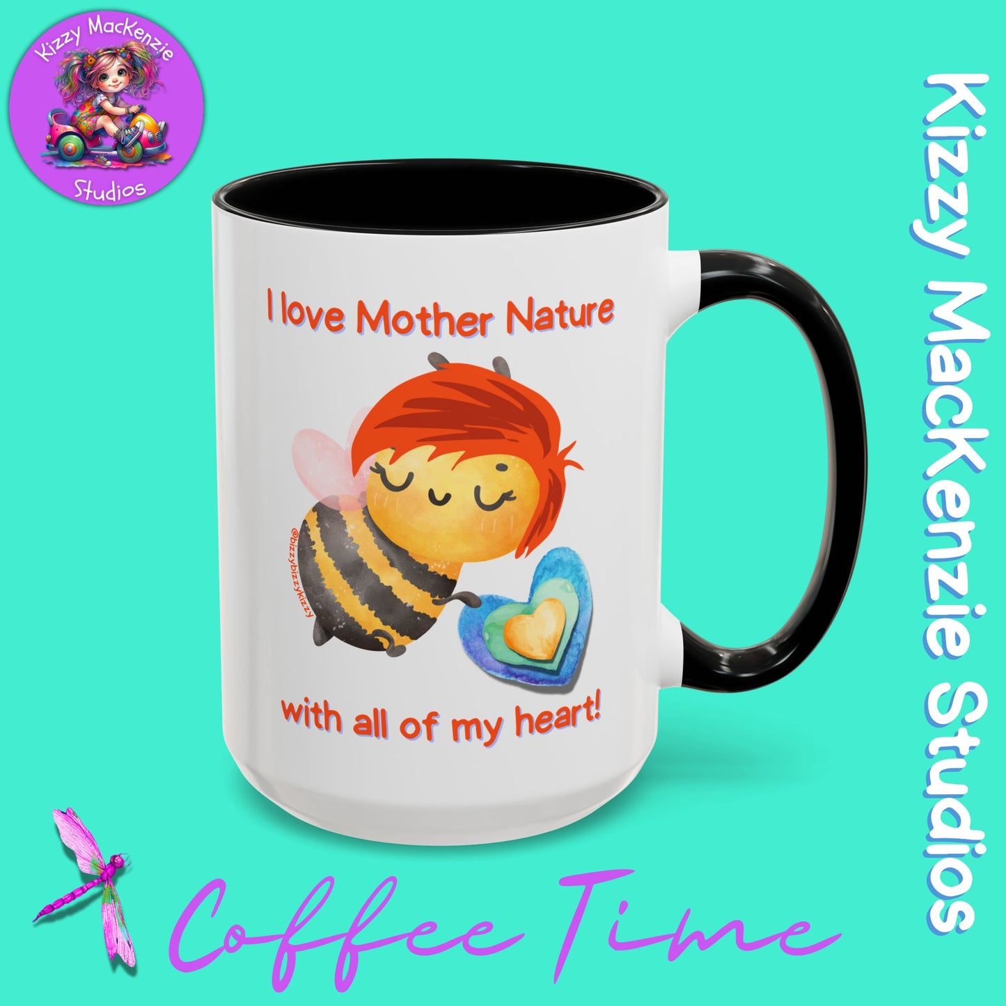 Wimblee the Bee Accent Coffee Mug I Love Mother Nature Honey Bee Conservation Heart Mug