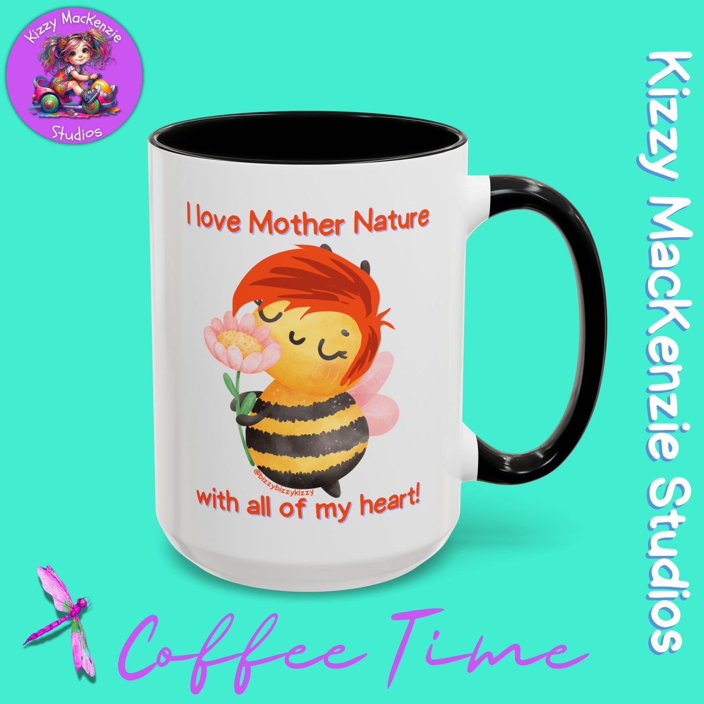 Wimblee the Bee Accent Coffee Mug Gift for Her I Love Mother Nature Flowers Honey Bees Housewarming Gift