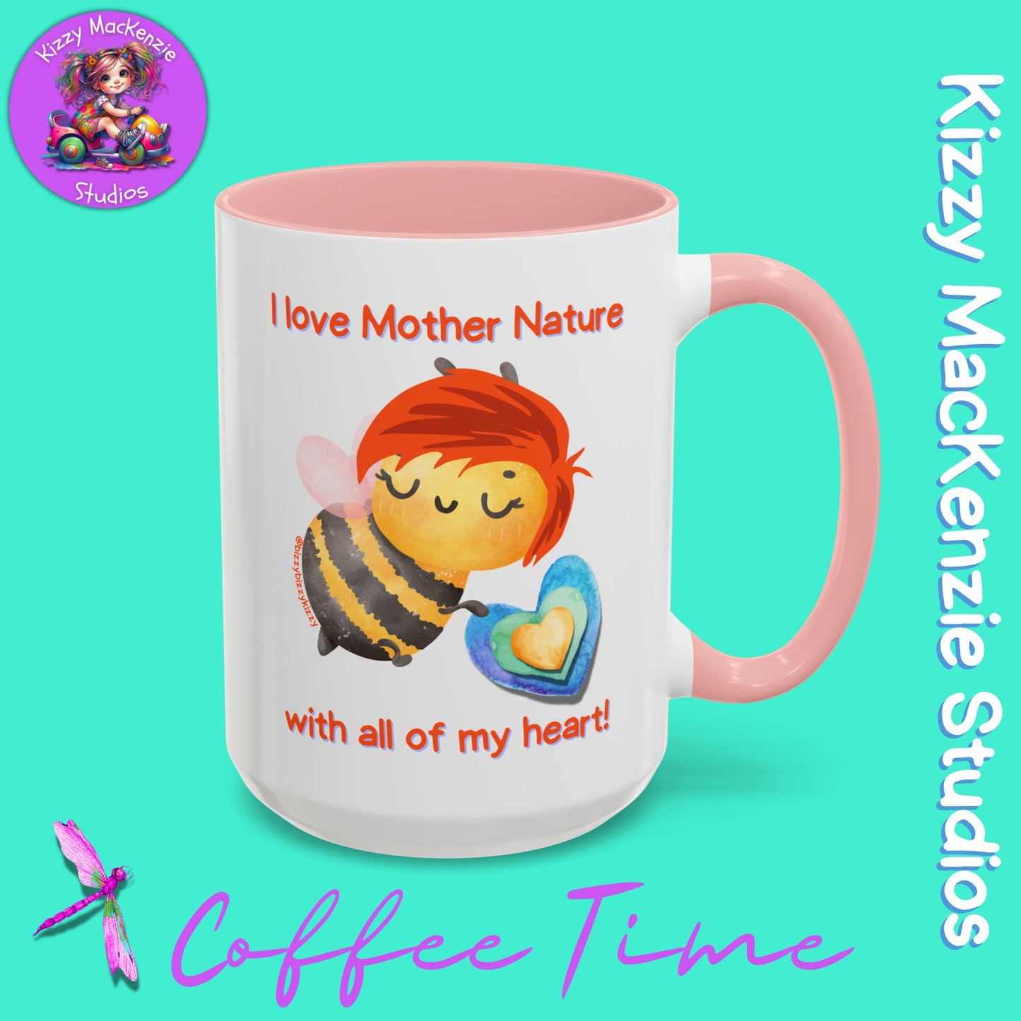 Wimblee the Bee Accent Coffee Mug I Love Mother Nature Honey Bee Conservation Heart Mug
