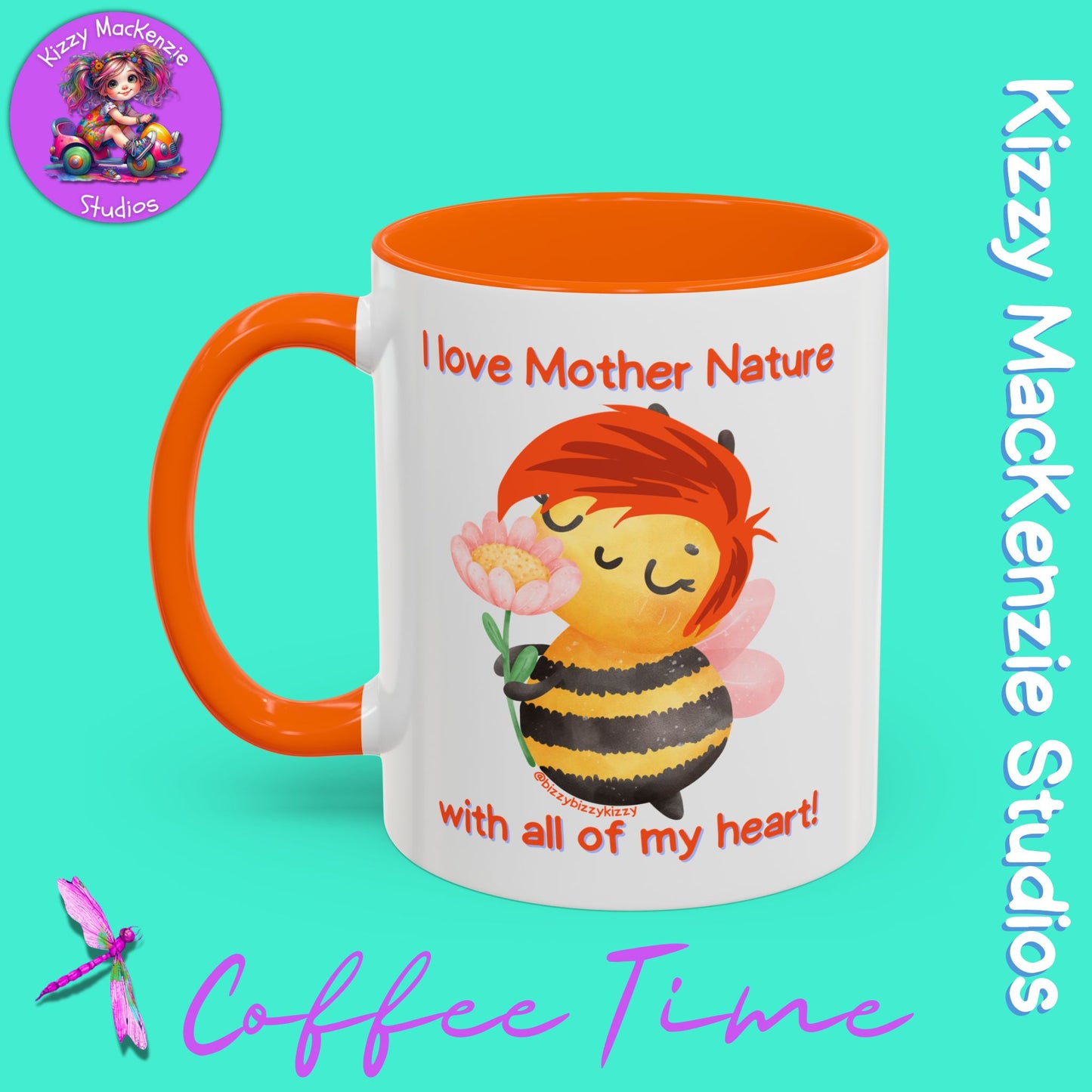 Wimblee the Bee Accent Coffee Mug Gift for Her I Love Mother Nature Flowers Honey Bees Housewarming Gift