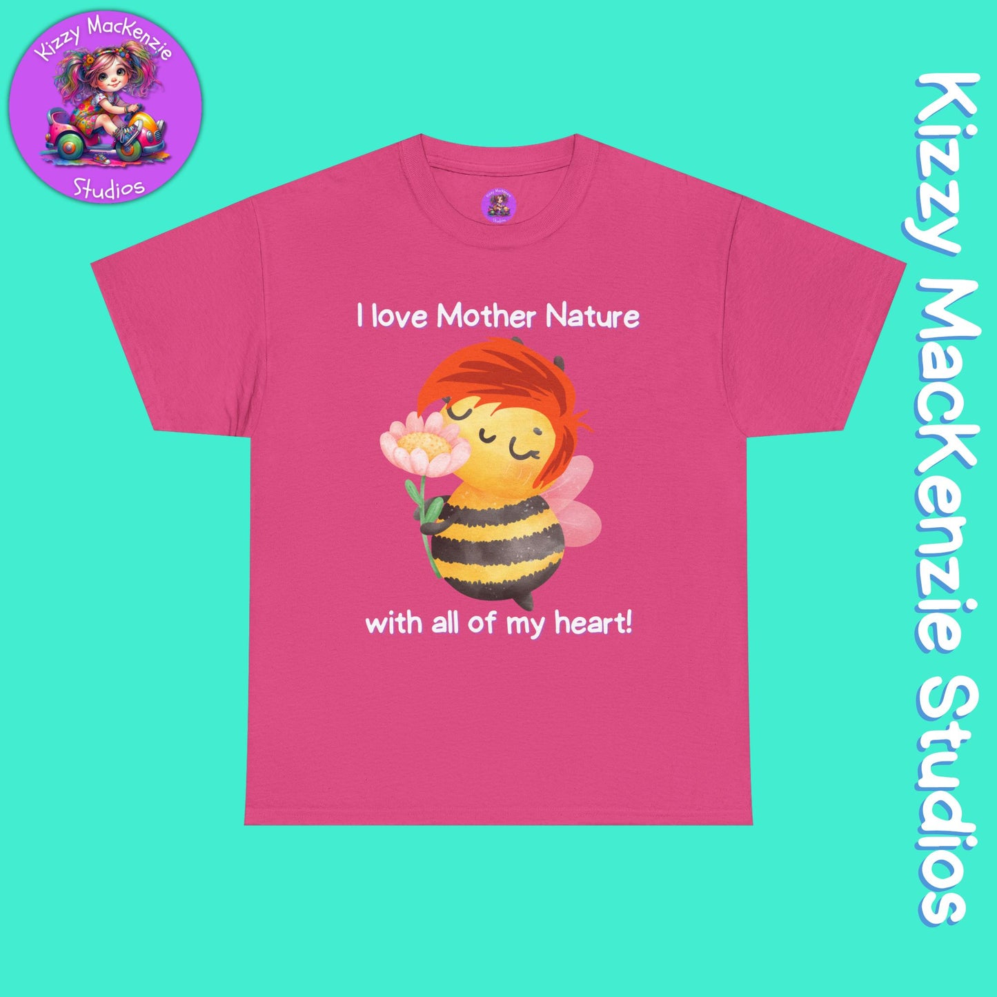 Wimblee the Bee T-Shirt I Love Mother Nature Flowers Tee Earth Day Gift for Teacher Sweet Honey Bee Tee Adult Unisex Heavy Cotton Tee