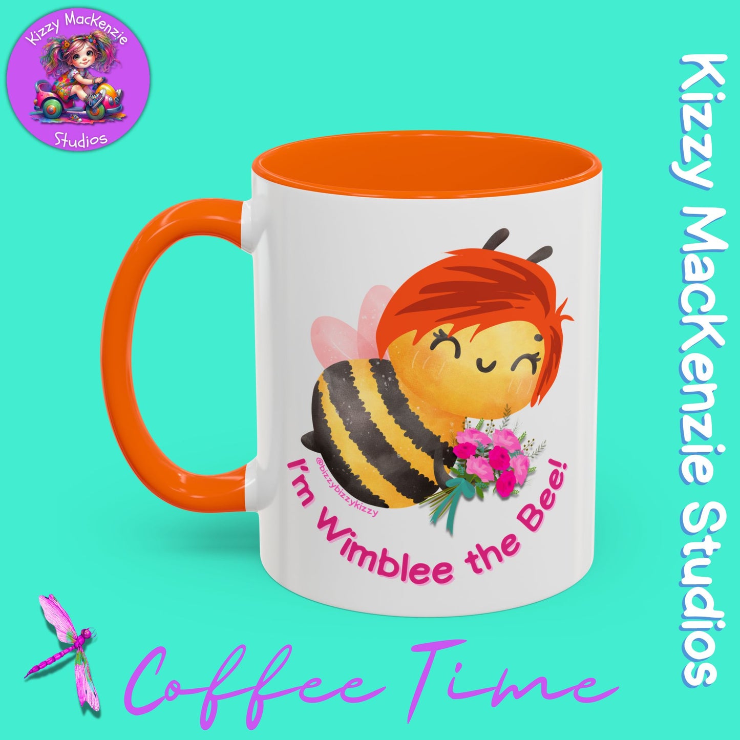 Wimblee the Bee Accent Coffee Mug Colorful Housewarming Gift Spring Flowers Nature Lover Gift