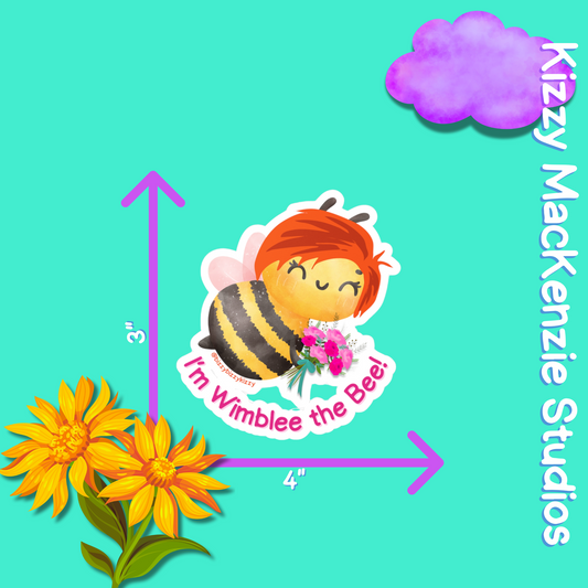 Wimblee the Bee Kiss-Cut Vinyl Decals Spring Flowers Decal Honey Bee Lover Gift Pollinator Decal