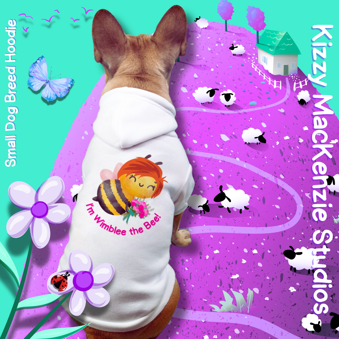Wimblee the Bee Pet Hoodie Bouquet of Flowers Small Breed Dog Sweatshirt Pet Clothes Honey Bee Conservation Dog Gift Cat Gift