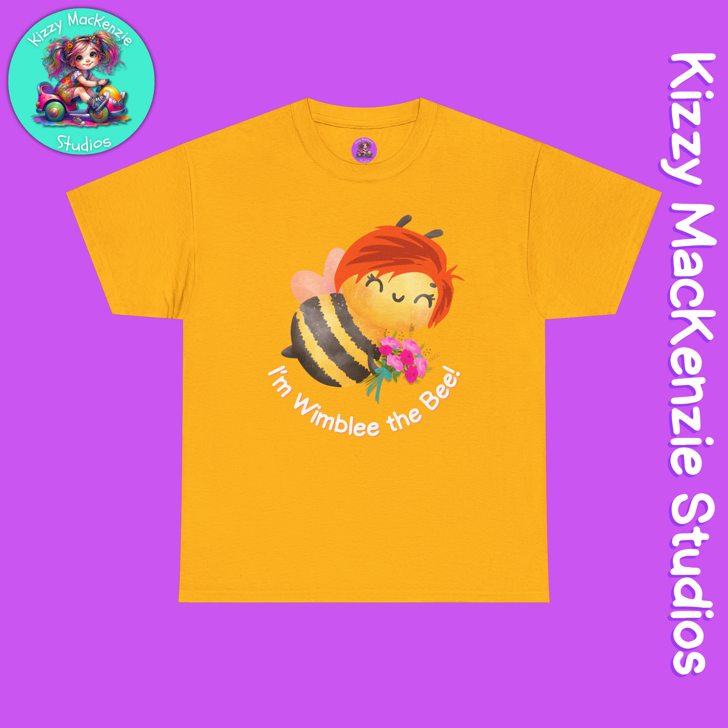 Wimblee the Bee Colorful Spring T-Shirt Environment Shirt Mother Nature Lover Gift Beautiful Bee Art Adult Unisex Heavy Cotton Tee