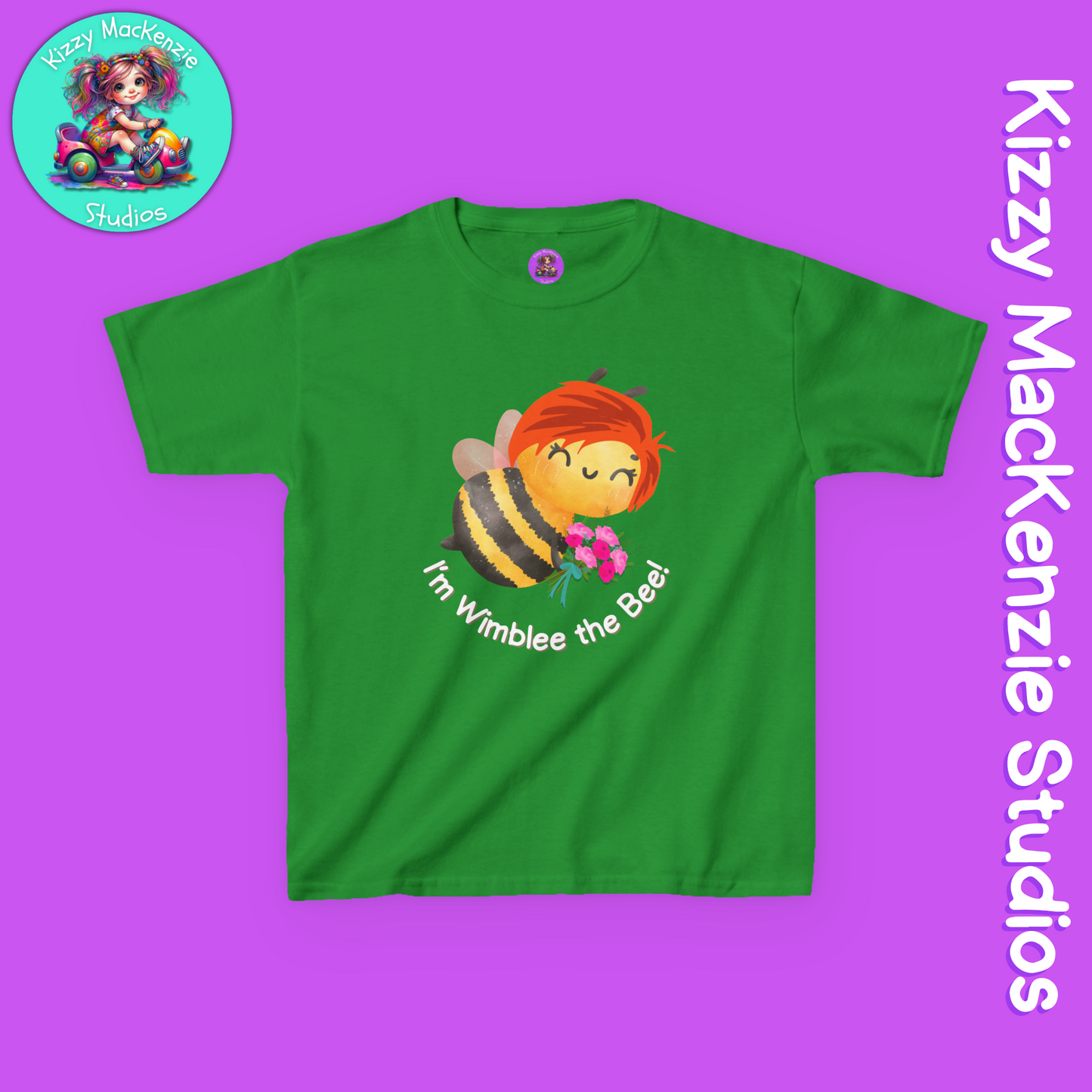 Wimblee the Bee Kids Spring Tee Shirt Bouquet of Flowers Nature Gift for Kids Honey Bee Art