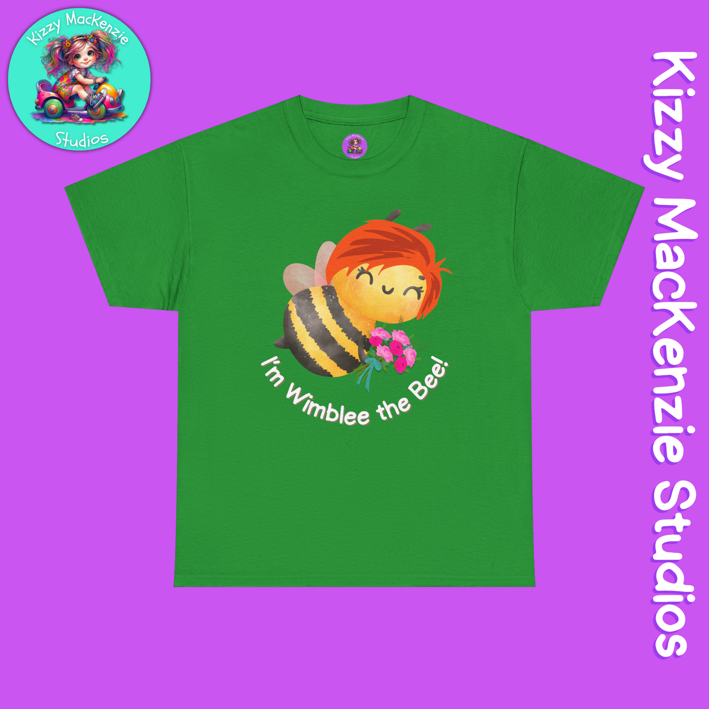 Wimblee the Bee Colorful Spring T-Shirt Environment Shirt Mother Nature Lover Gift Beautiful Bee Art Adult Unisex Heavy Cotton Tee