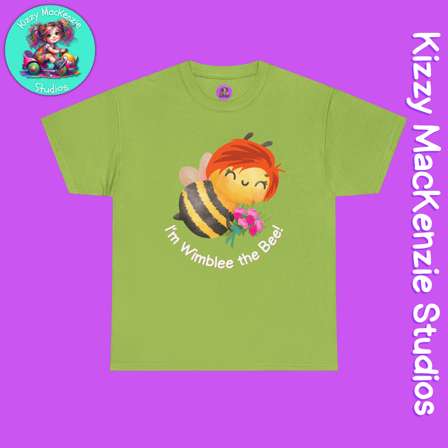 Wimblee the Bee Colorful Spring T-Shirt Environment Shirt Mother Nature Lover Gift Beautiful Bee Art Adult Unisex Heavy Cotton Tee