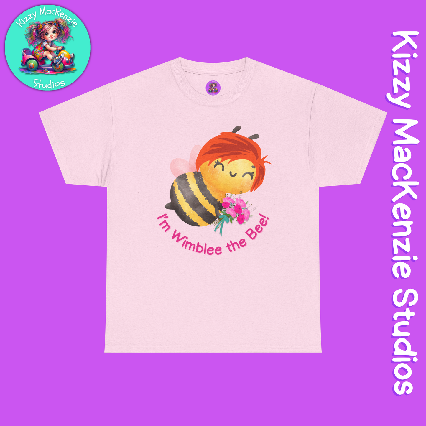 Wimblee the Bee Colorful Spring T-Shirt Environment Shirt Mother Nature Lover Gift Beautiful Bee Art Adult Unisex Heavy Cotton Tee