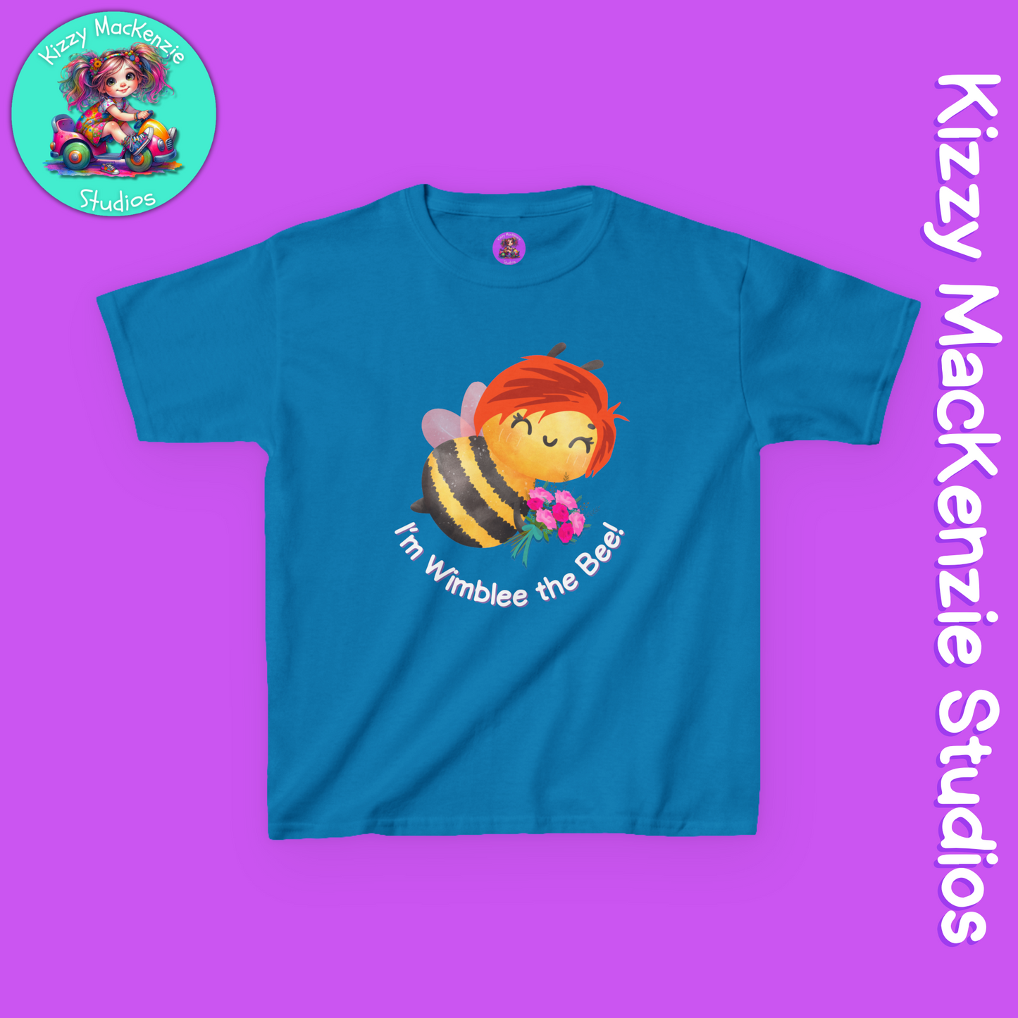 Wimblee the Bee Kids Spring Tee Shirt Bouquet of Flowers Nature Gift for Kids Honey Bee Art