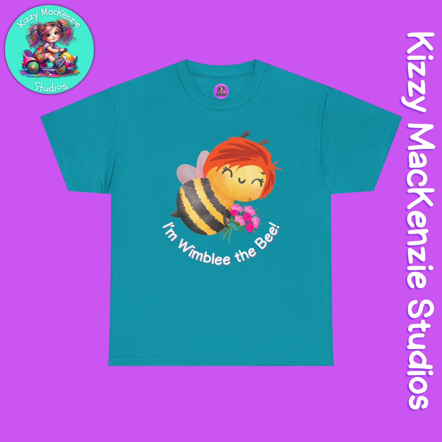Wimblee the Bee Colorful Spring T-Shirt Environment Shirt Mother Nature Lover Gift Beautiful Bee Art Adult Unisex Heavy Cotton Tee