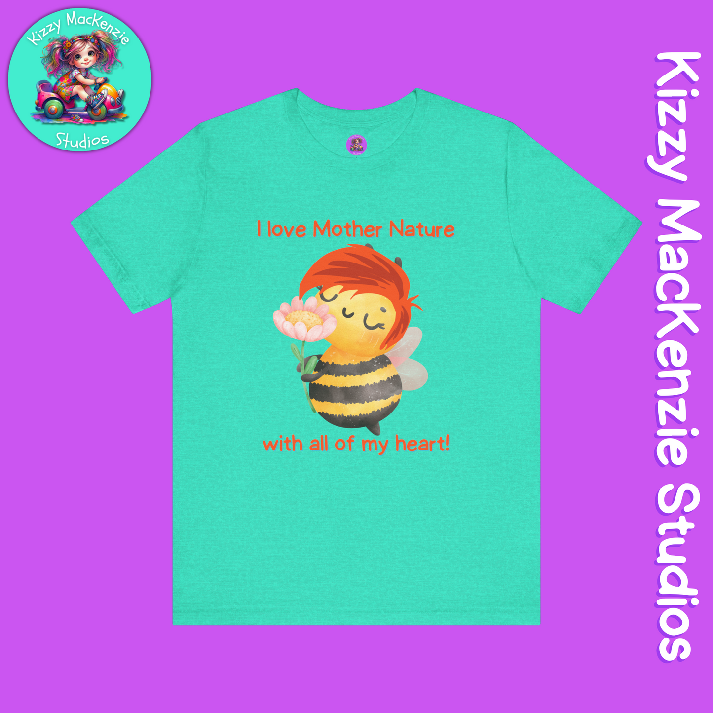 Wimblee the Bee T-Shirt Mother Nature Lover Gift Honey Bee Tee Flower Gift for Her Adult Unisex Jersey Short Sleeve T-Shirt