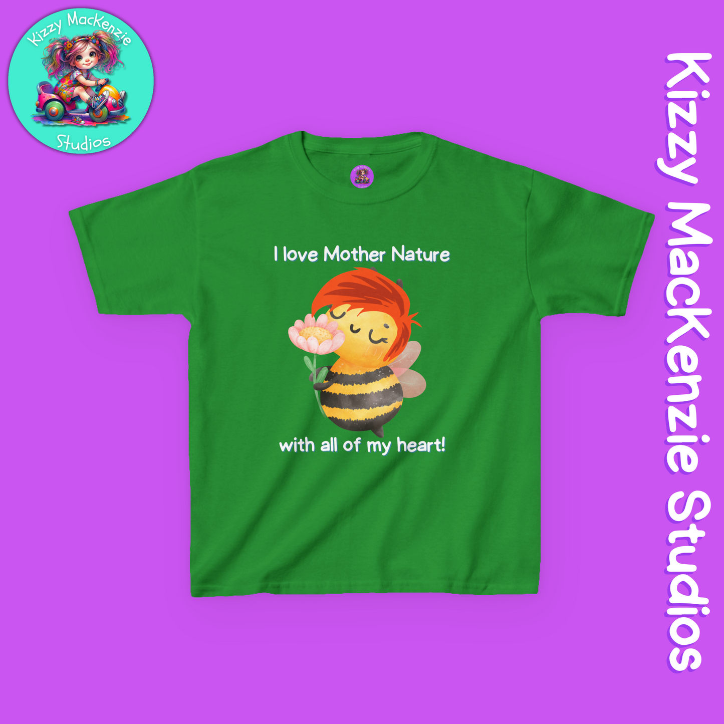 Wimblee the Bee Kids Tee I Love Mother Nature Gift for Child Colorful Honey Bee T-Shirt for Kids