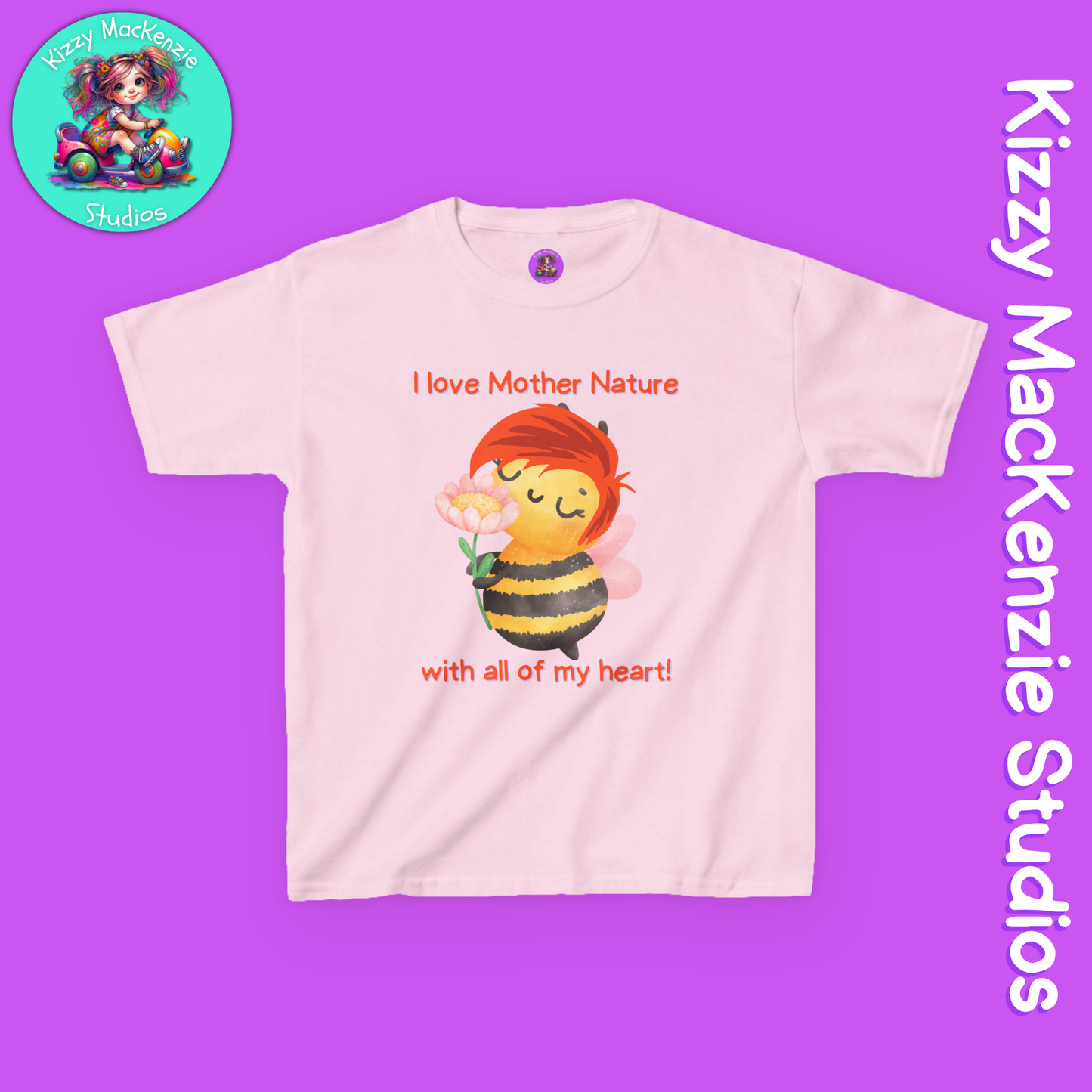 Wimblee the Bee Kids Tee I Love Mother Nature Gift for Child Colorful Honey Bee T-Shirt for Kids