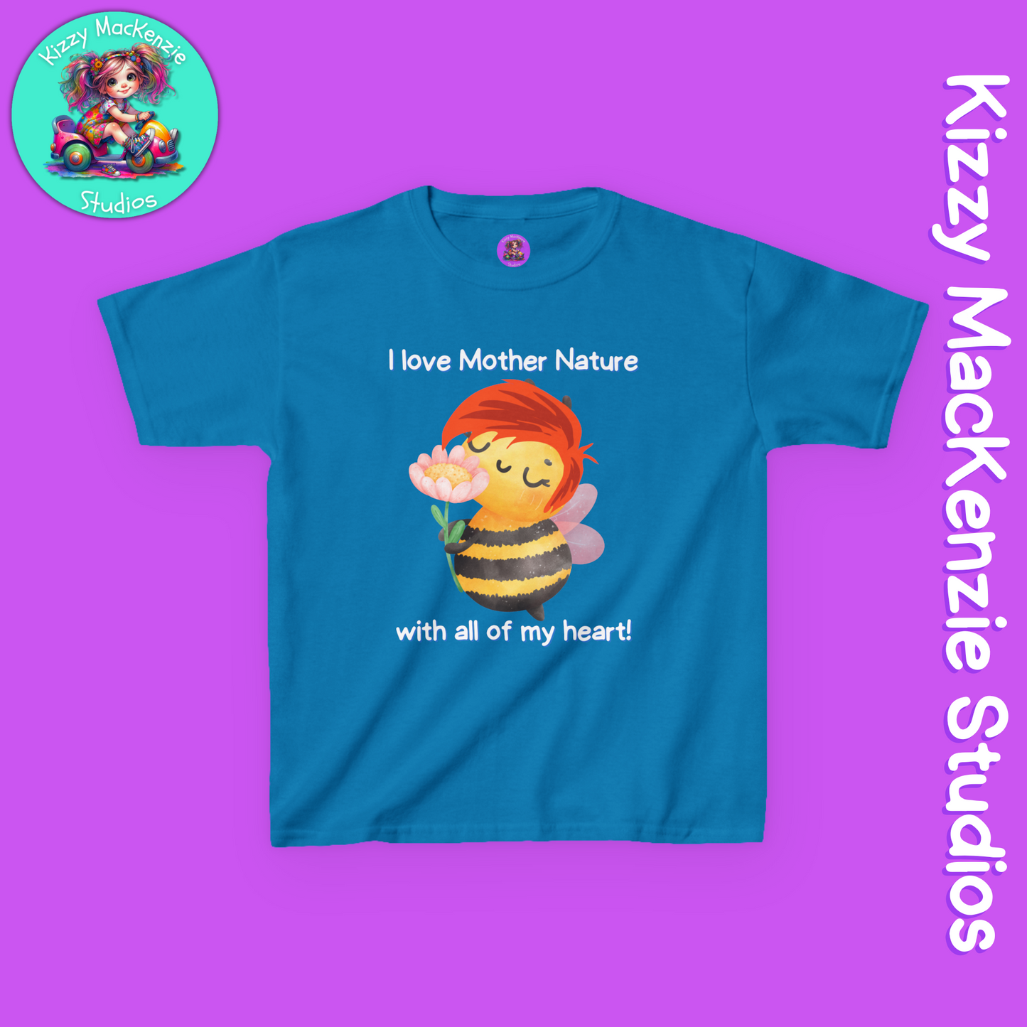 Wimblee the Bee Kids Tee I Love Mother Nature Gift for Child Colorful Honey Bee T-Shirt for Kids