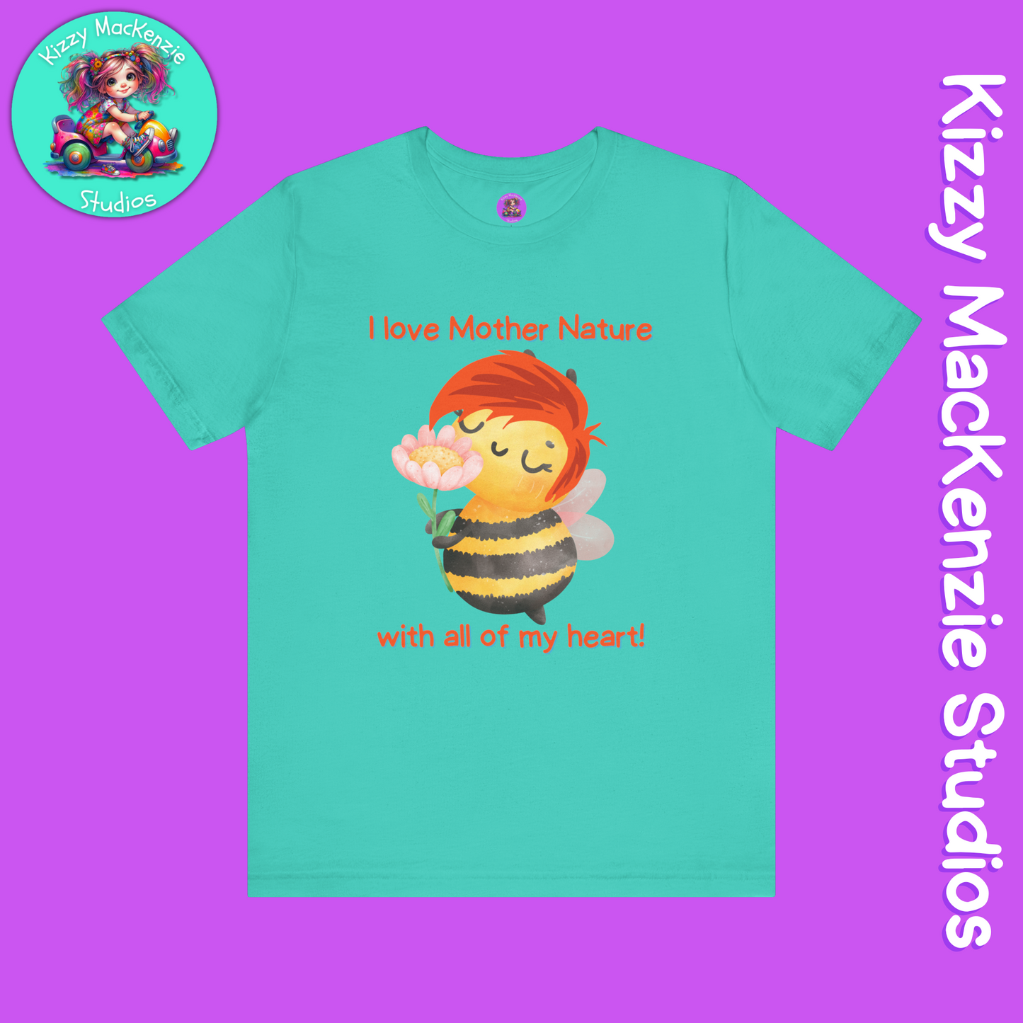 Wimblee the Bee T-Shirt Mother Nature Lover Gift Honey Bee Tee Flower Gift for Her Adult Unisex Jersey Short Sleeve T-Shirt