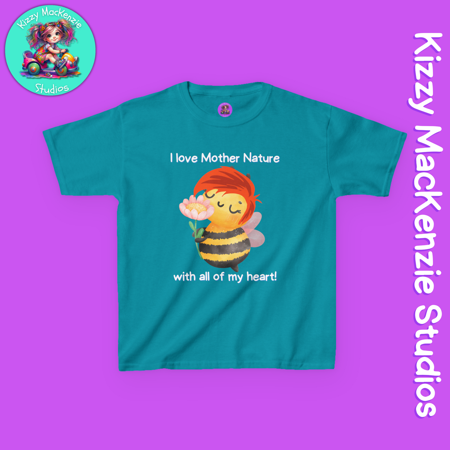Wimblee the Bee Kids Tee I Love Mother Nature Gift for Child Colorful Honey Bee T-Shirt for Kids