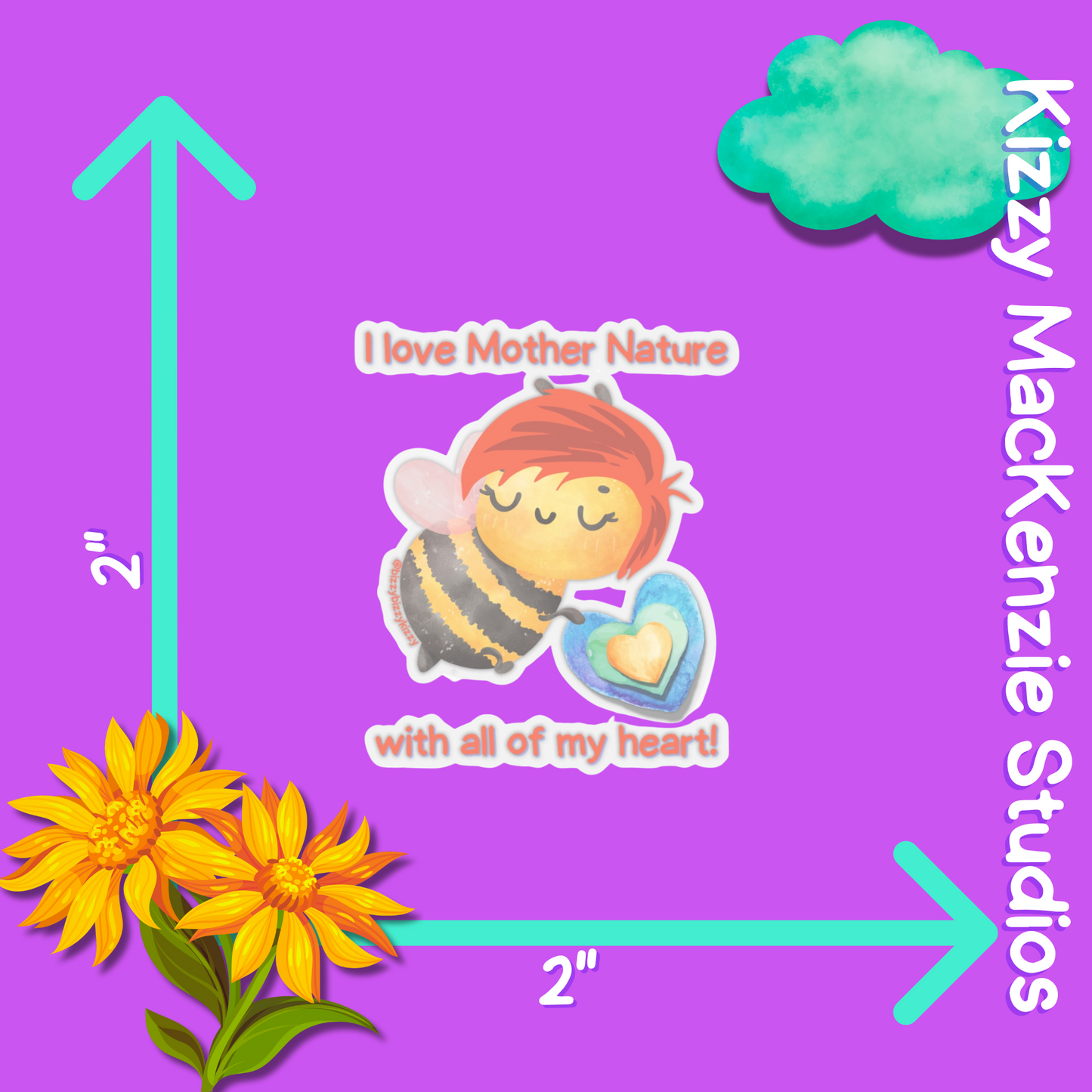 Wimblee The Bee Kiss-Cut Stickers Mother Nature Earth Day Gift for Teachers Honey Bee Conservation Stickers