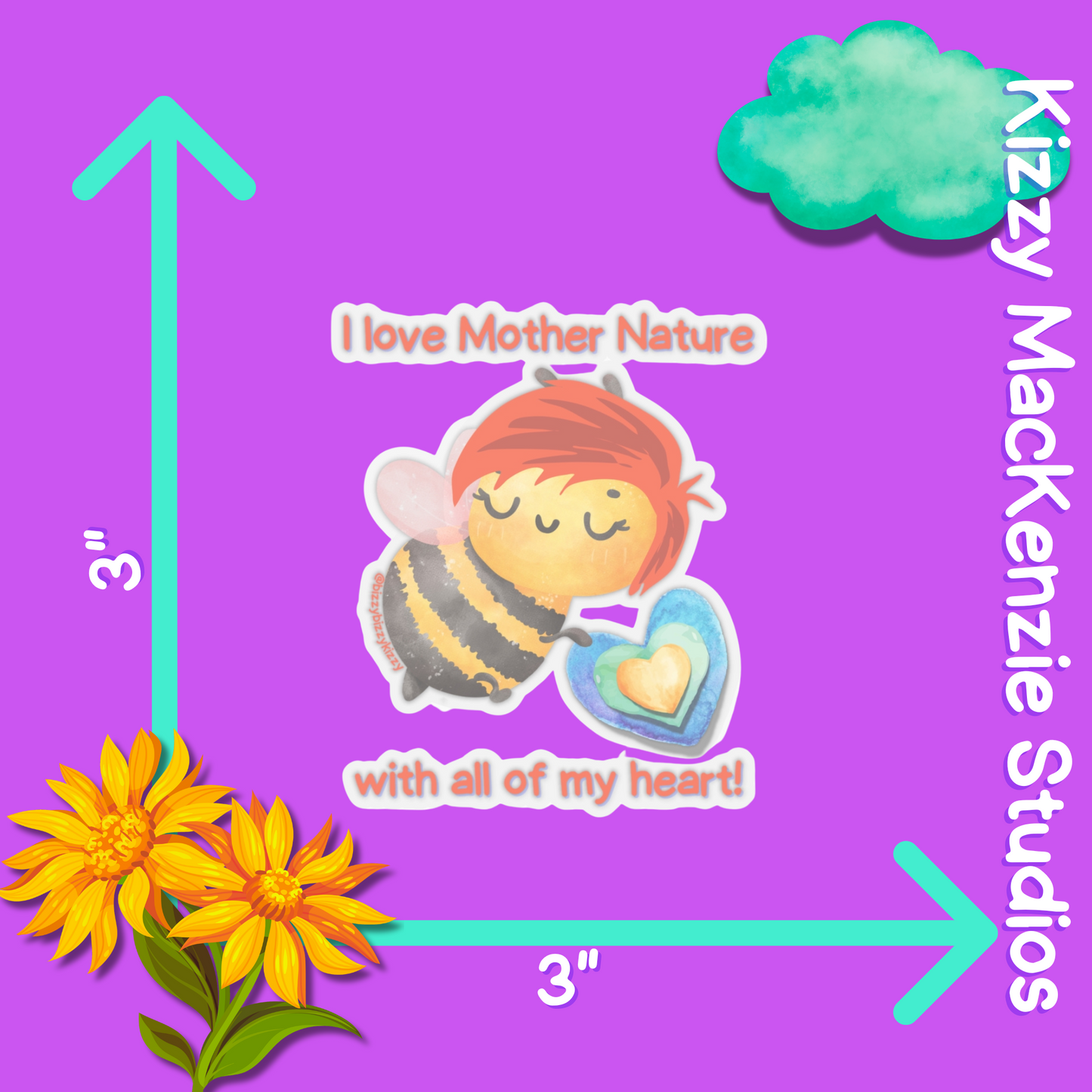 Wimblee The Bee Kiss-Cut Stickers Mother Nature Earth Day Gift for Teachers Honey Bee Conservation Stickers