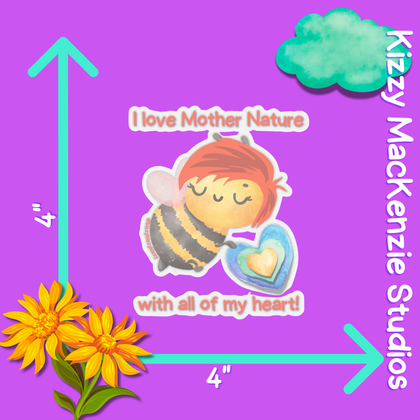 Wimblee The Bee Kiss-Cut Stickers Mother Nature Earth Day Gift for Teachers Honey Bee Conservation Stickers
