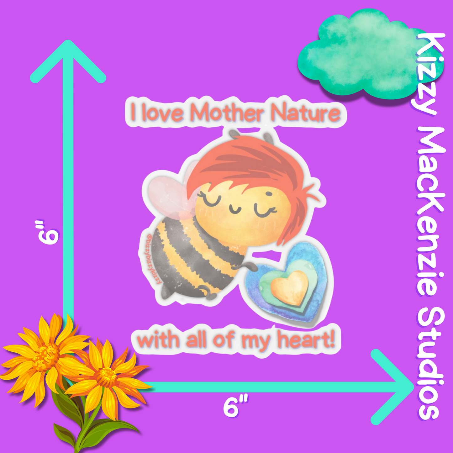 Wimblee The Bee Kiss-Cut Stickers Mother Nature Earth Day Gift for Teachers Honey Bee Conservation Stickers