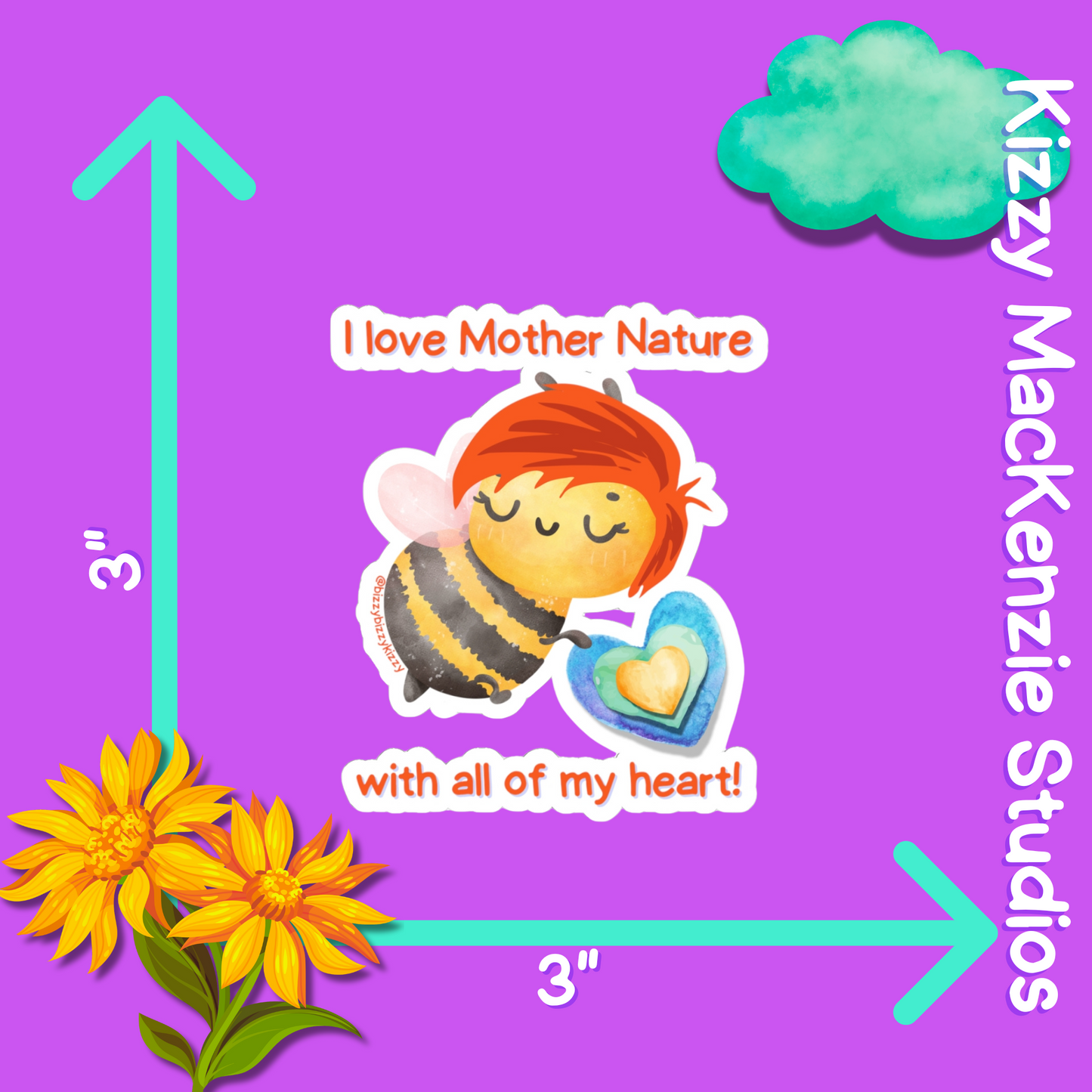 Wimblee The Bee Kiss-Cut Stickers Mother Nature Earth Day Gift for Teachers Honey Bee Conservation Stickers