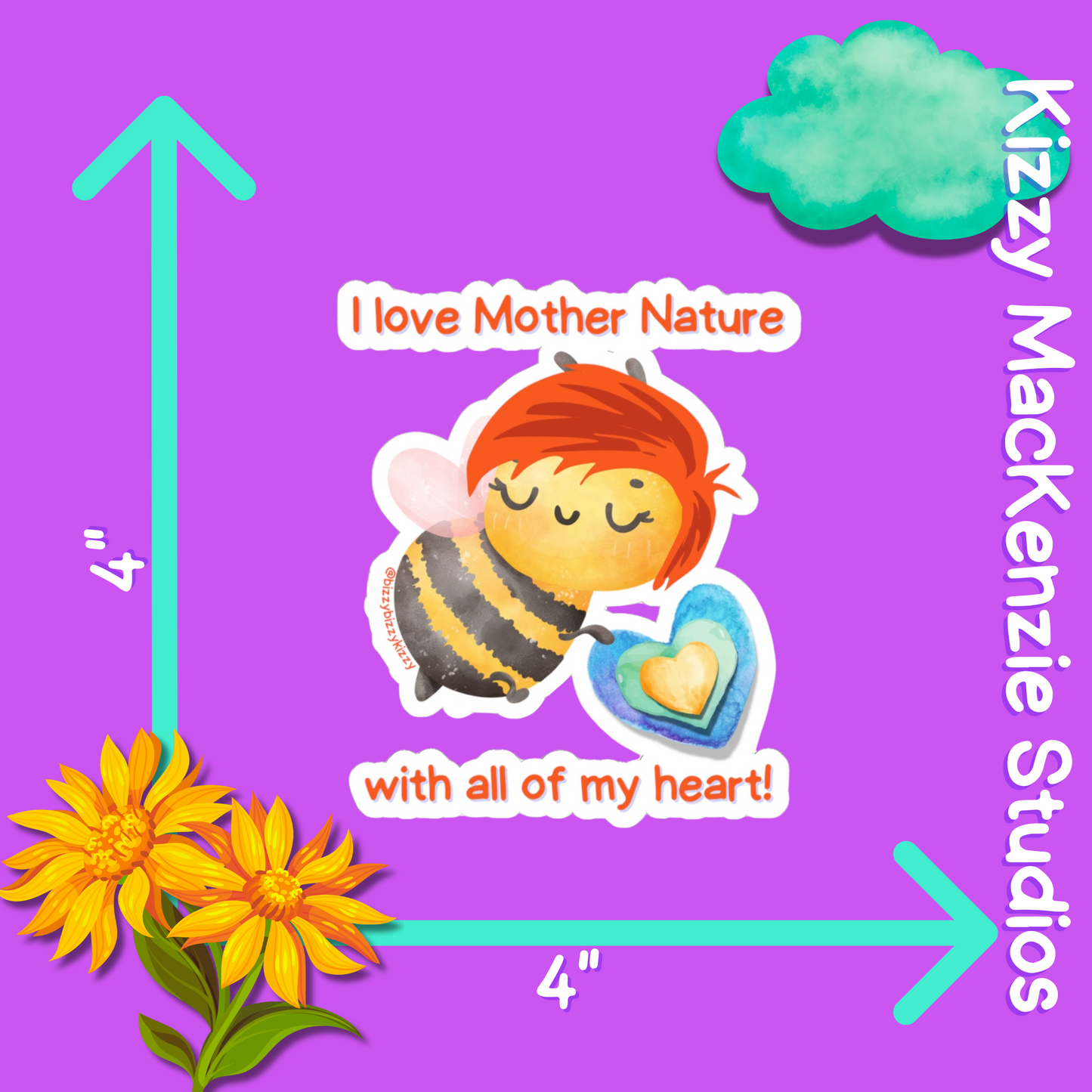 Wimblee The Bee Kiss-Cut Stickers Mother Nature Earth Day Gift for Teachers Honey Bee Conservation Stickers