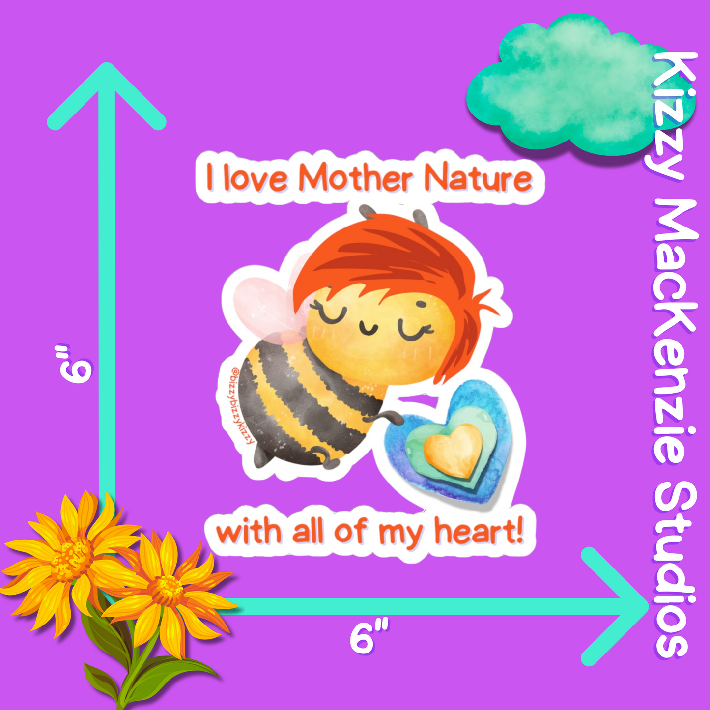 Wimblee The Bee Kiss-Cut Stickers Mother Nature Earth Day Gift for Teachers Honey Bee Conservation Stickers