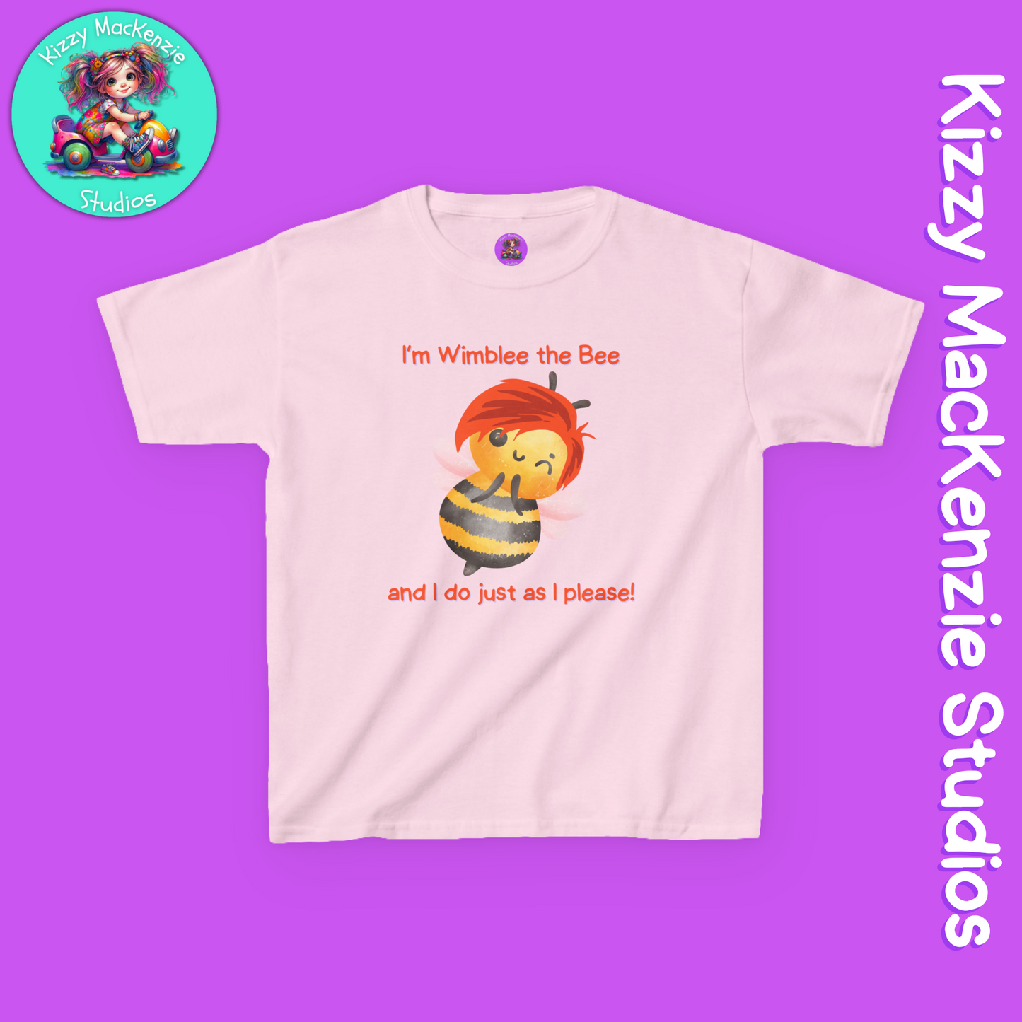Wimblee the Bee T-Shirt for Kids Honey Bee Art Funny Shirt for Boys and Girls Nature Lover Gift for Kids