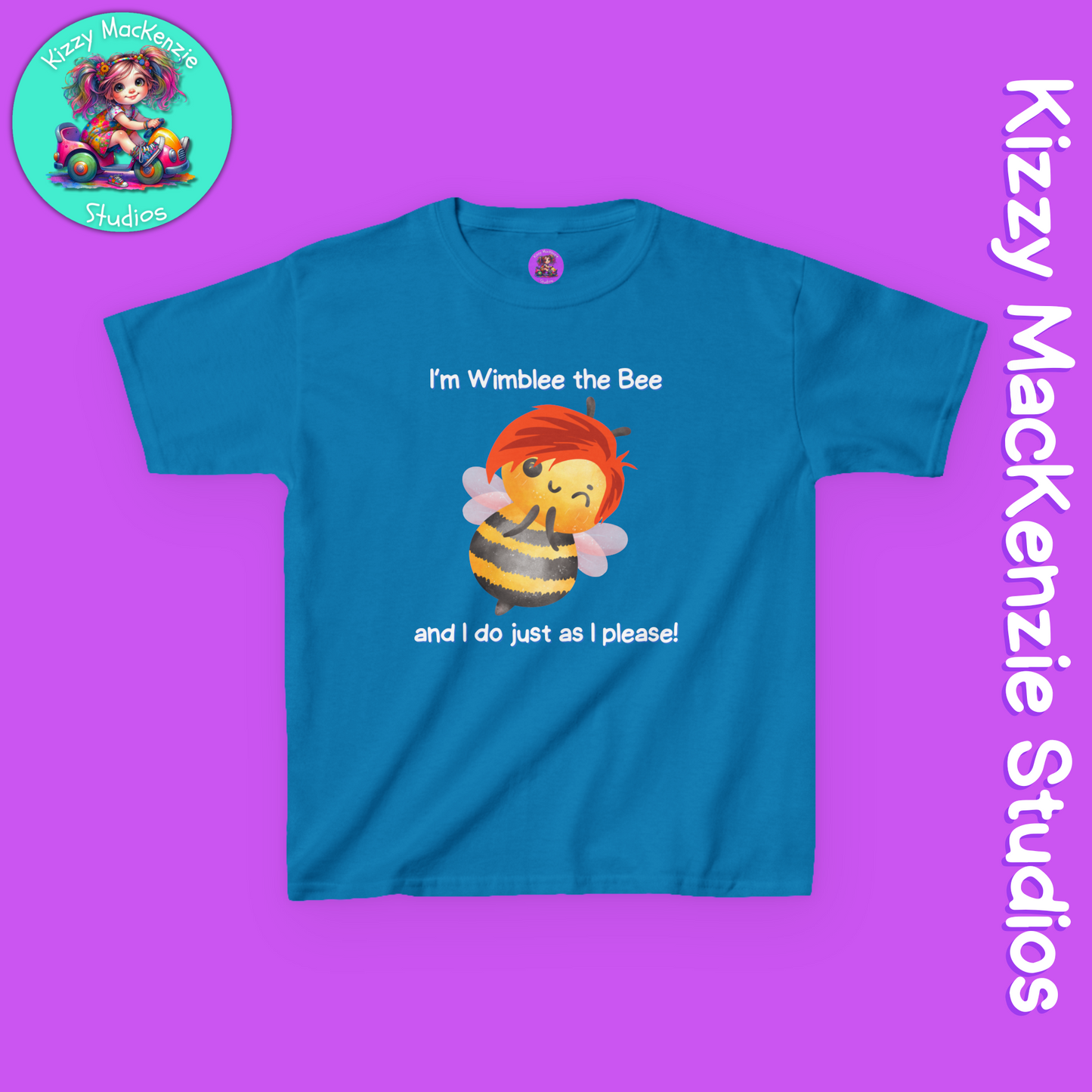Wimblee the Bee T-Shirt for Kids Honey Bee Art Funny Shirt for Boys and Girls Nature Lover Gift for Kids