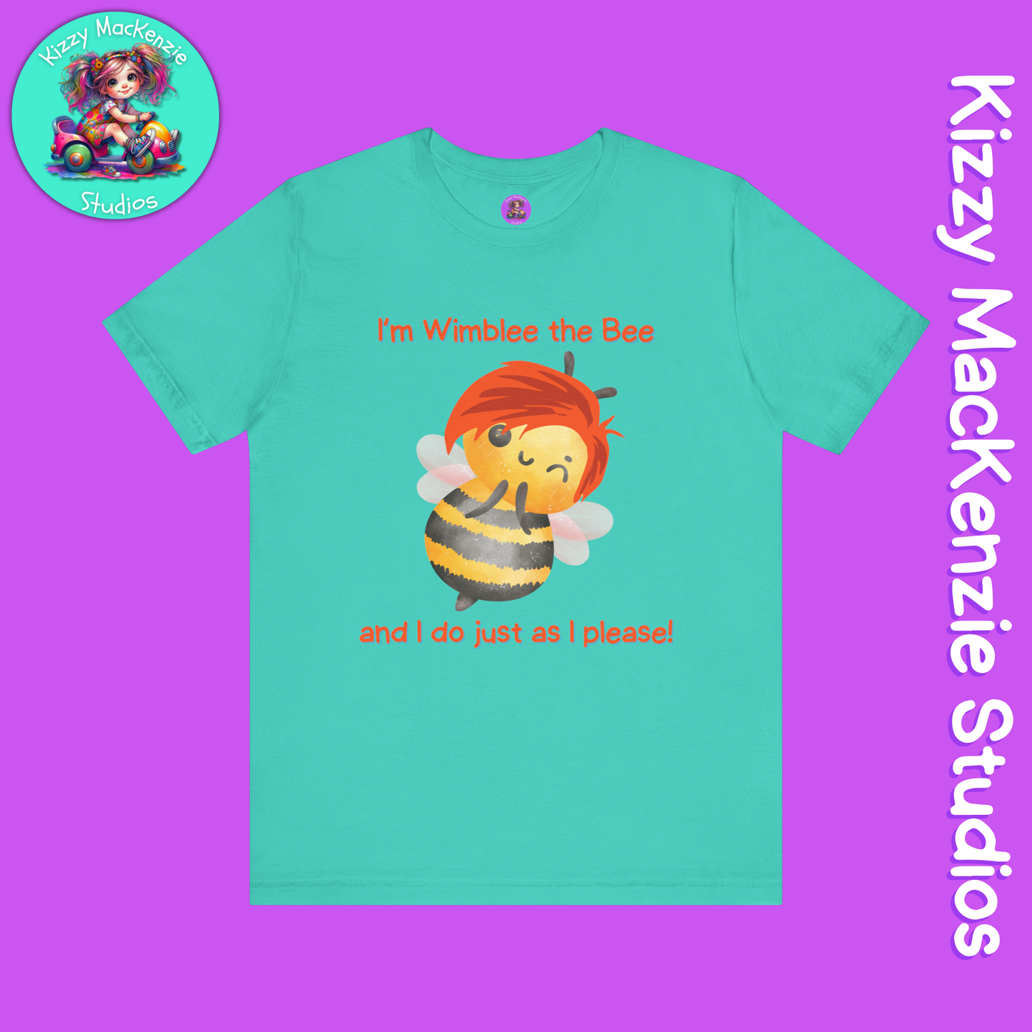 Wimblee the Bee T-Shirt Funny Honey Bee Tee Shirt Nature Gift Colorful Bee Art Pollinator Shirt for Him or Her Adult Unisex Jersey Short Sleeve T-Shirt
