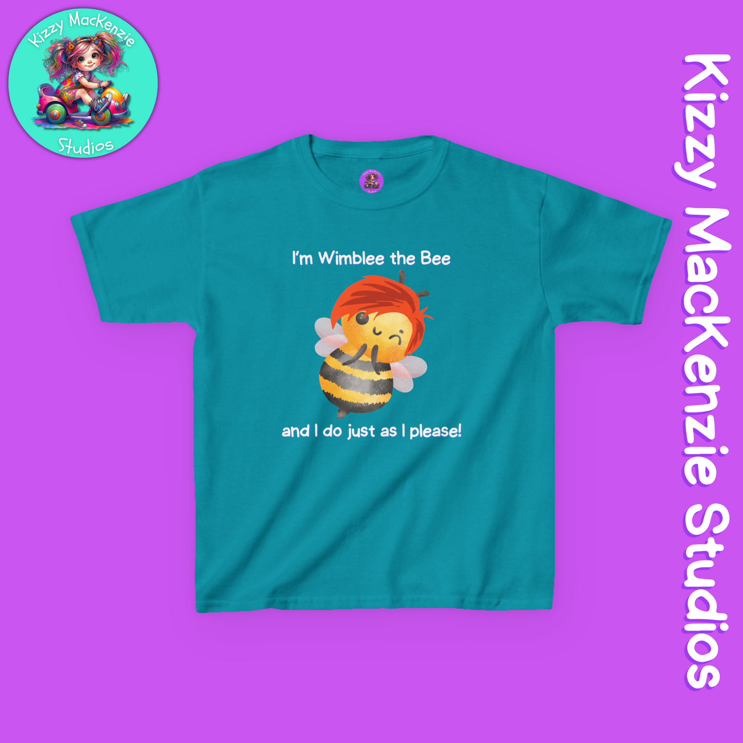 Wimblee the Bee T-Shirt for Kids Honey Bee Art Funny Shirt for Boys and Girls Nature Lover Gift for Kids