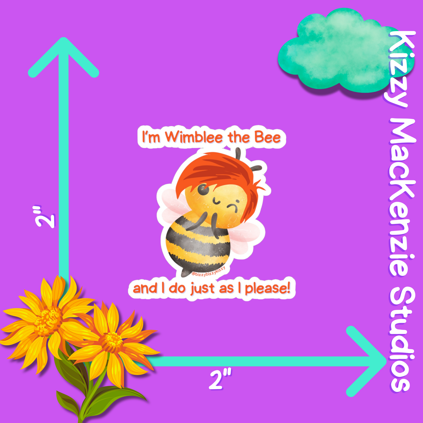 Wimblee the Bee Kiss-Cut Stickers Honey Bee Stickers for Kids Nature Lover Stickers Funny Stickers for Kids